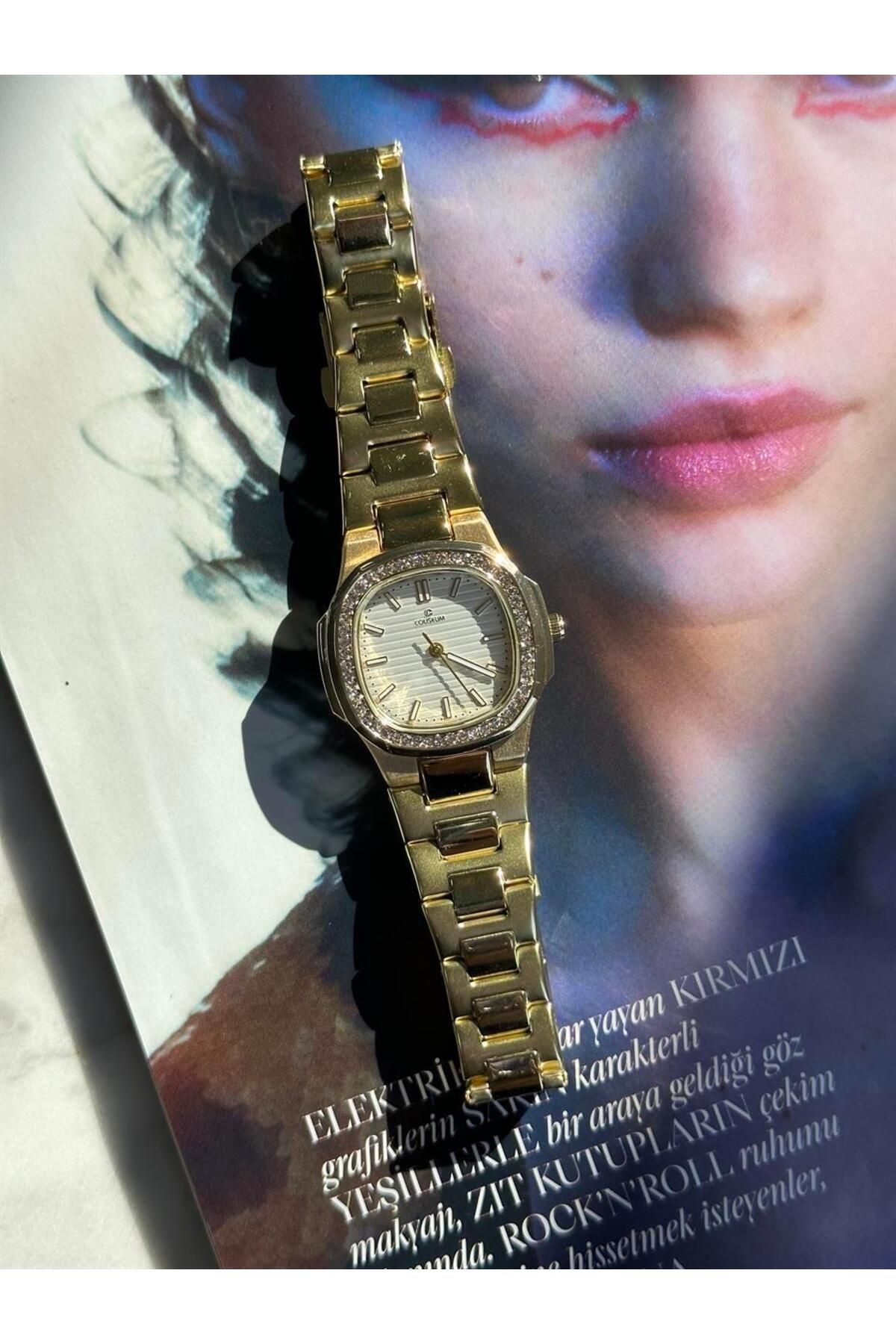 Petty Özel Tasarım Vintage Gold Kordon Kol Saati (beyaz Ekran)