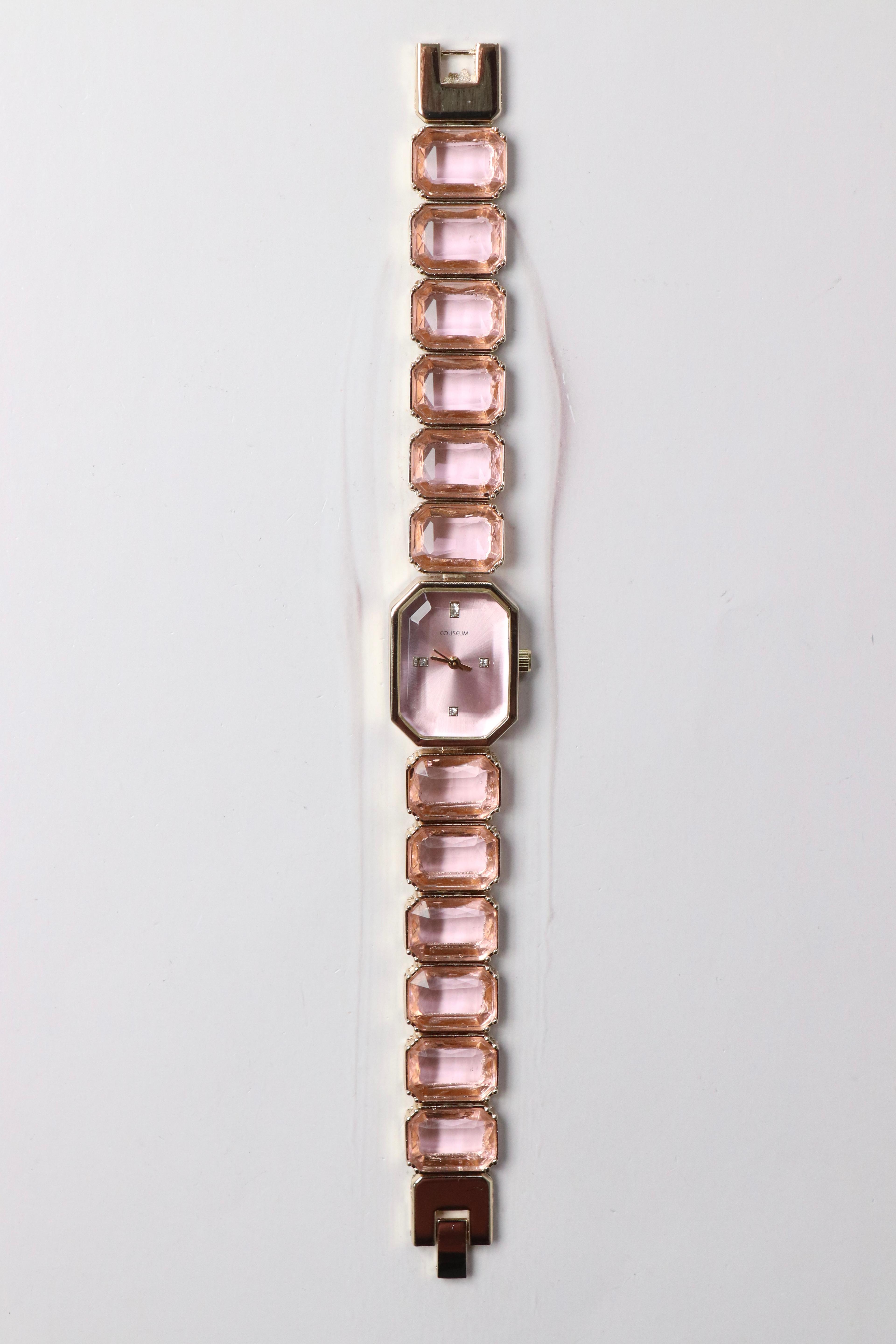Trend Sw Orijinal Tasarım Taşlı Model Kadın Kol Saati Pembe (Gold Kasa)