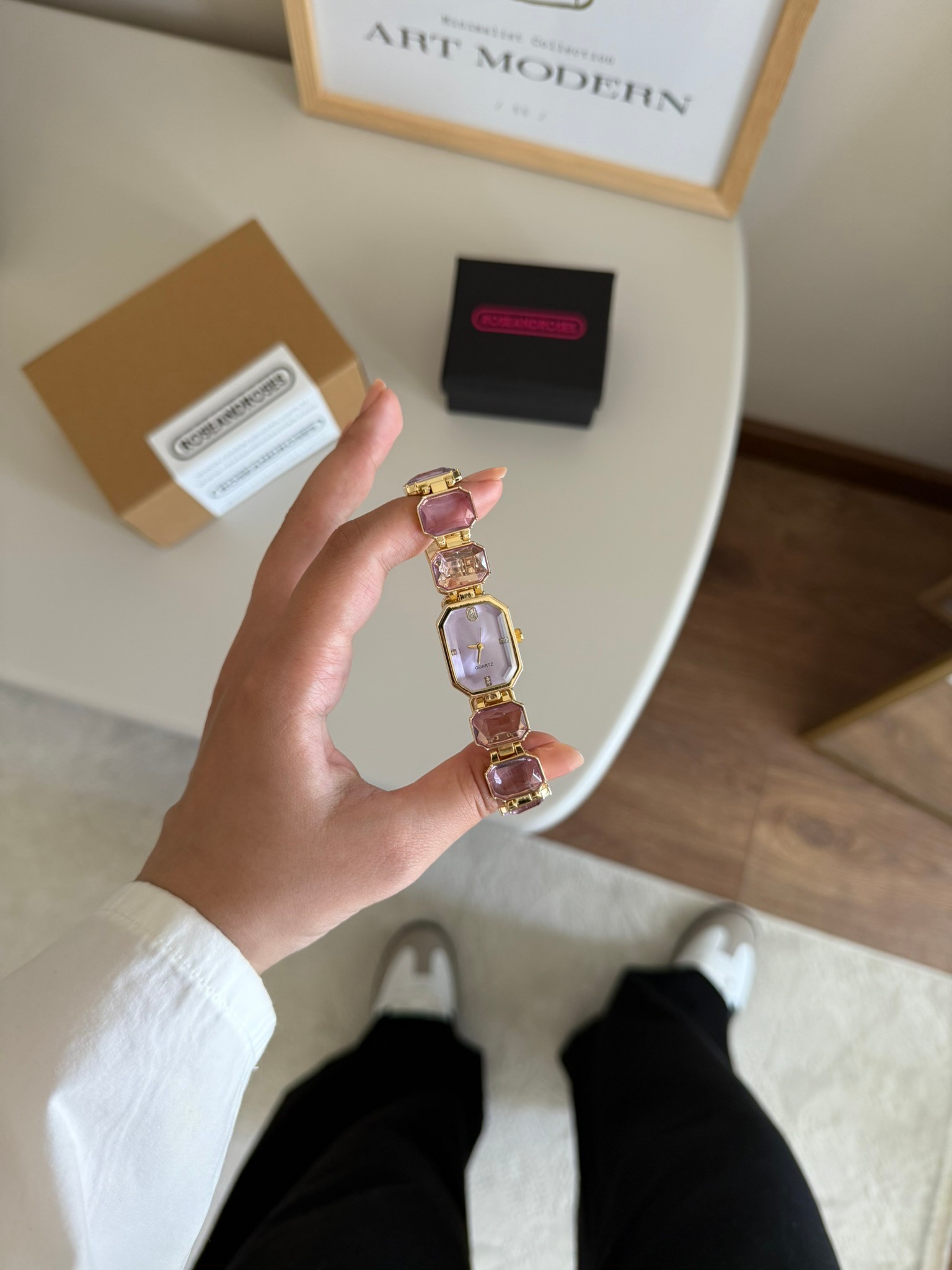 Sw Yeni Model Taşlı Kadın Kol Saati Gold Pembe