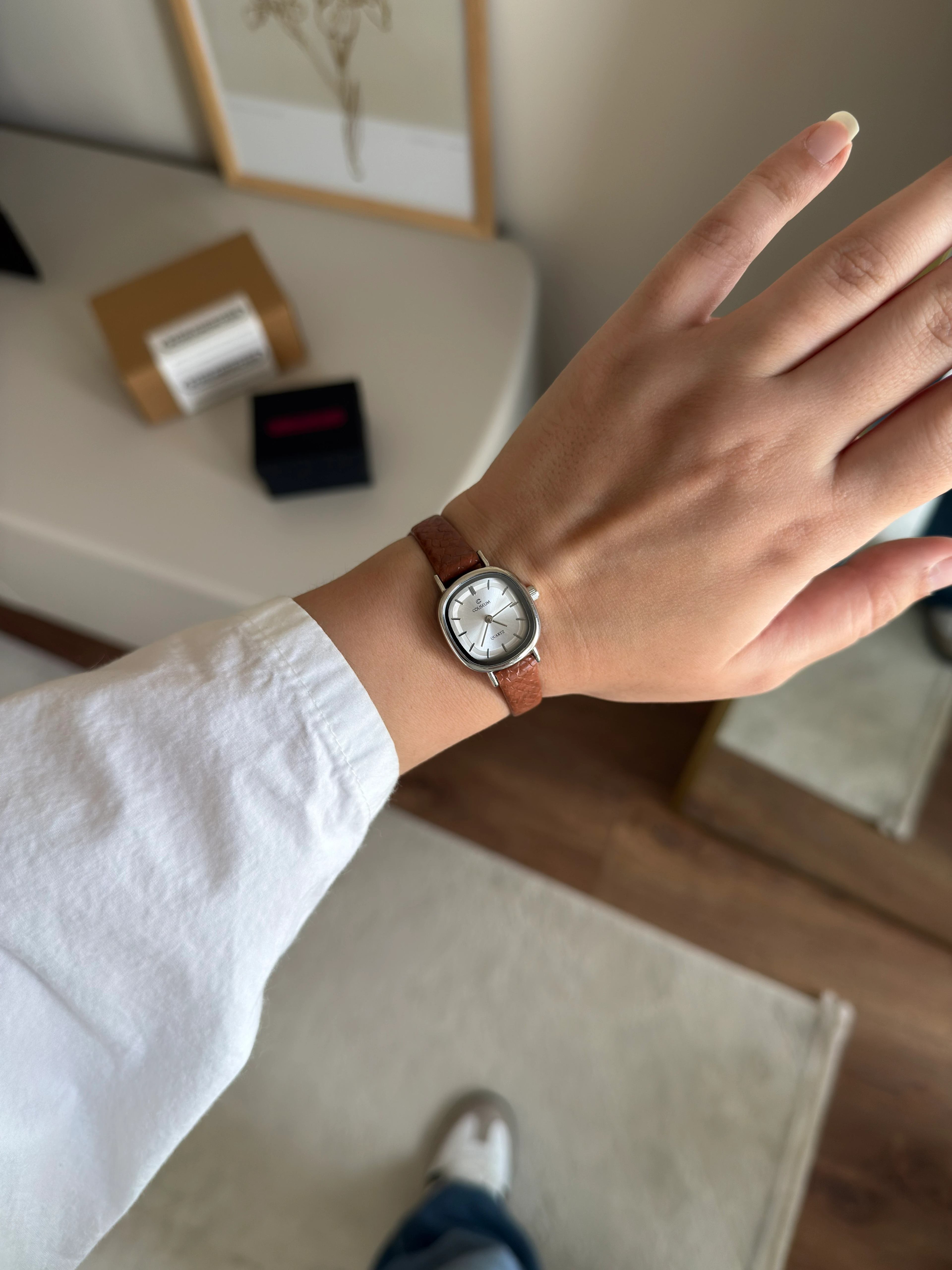 Semy Minimal Desenli Deri Kayış Kadın Kol Saati - Taba