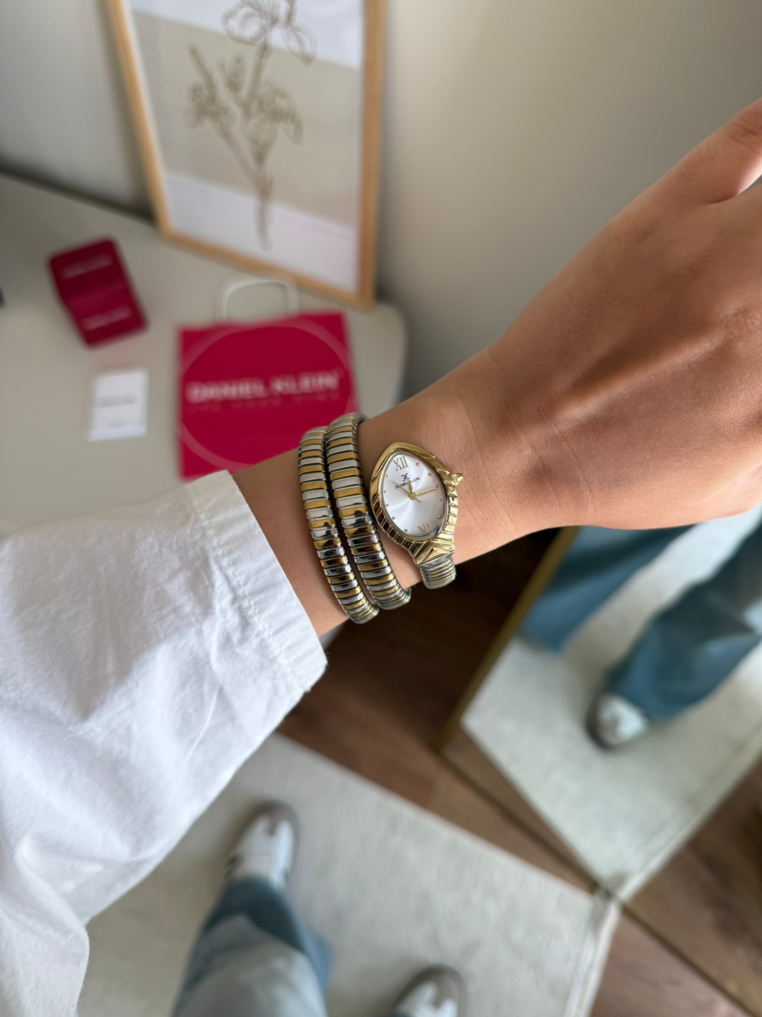 Daniel Klein Garantili Premium Kadın Kol Saati Gold-Gümüş Renk (Beyaz Kadran) RSDK-148