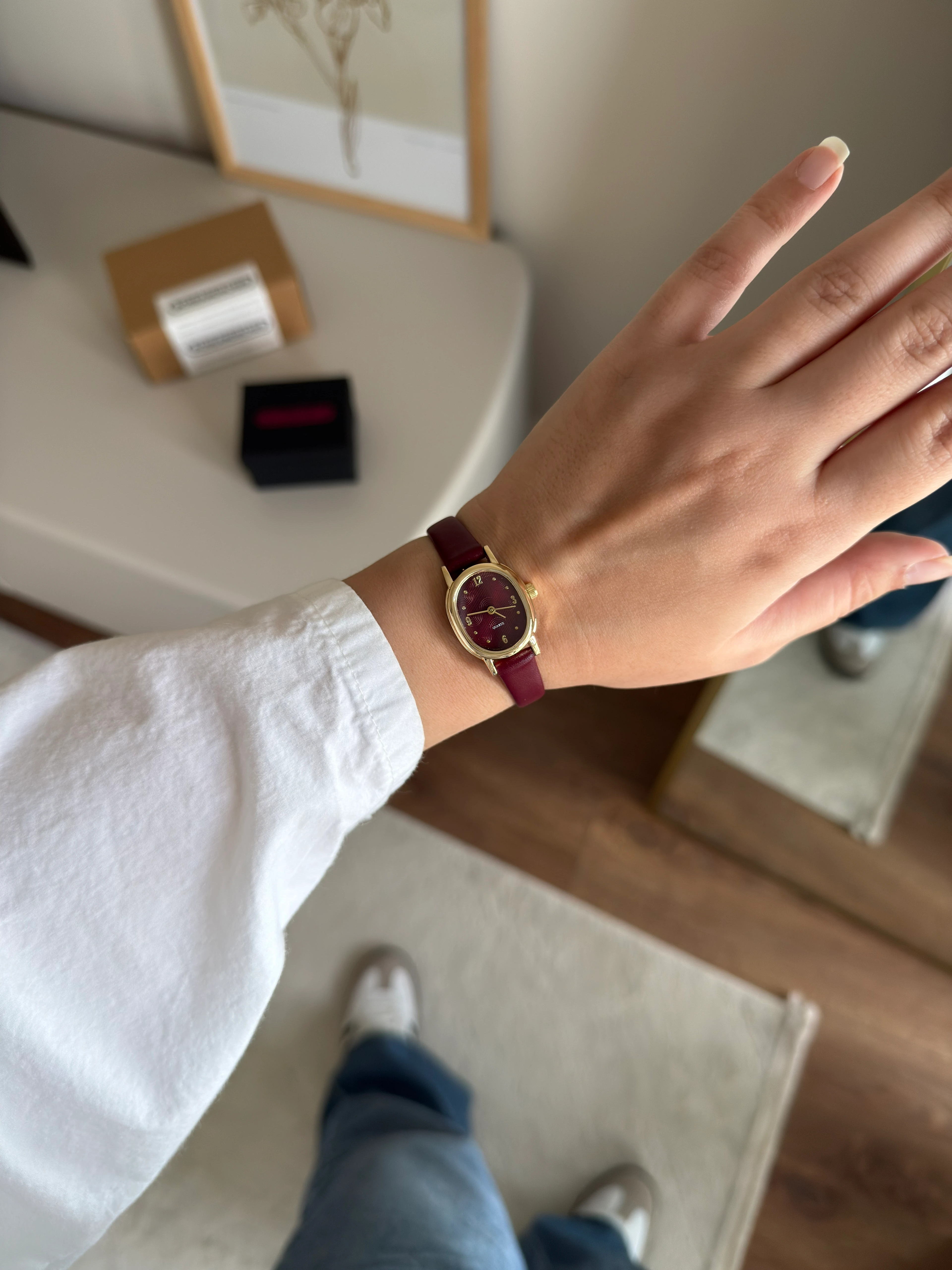 Pabel Minimal Deri Kayış Kadın Kol Saati - Bordo