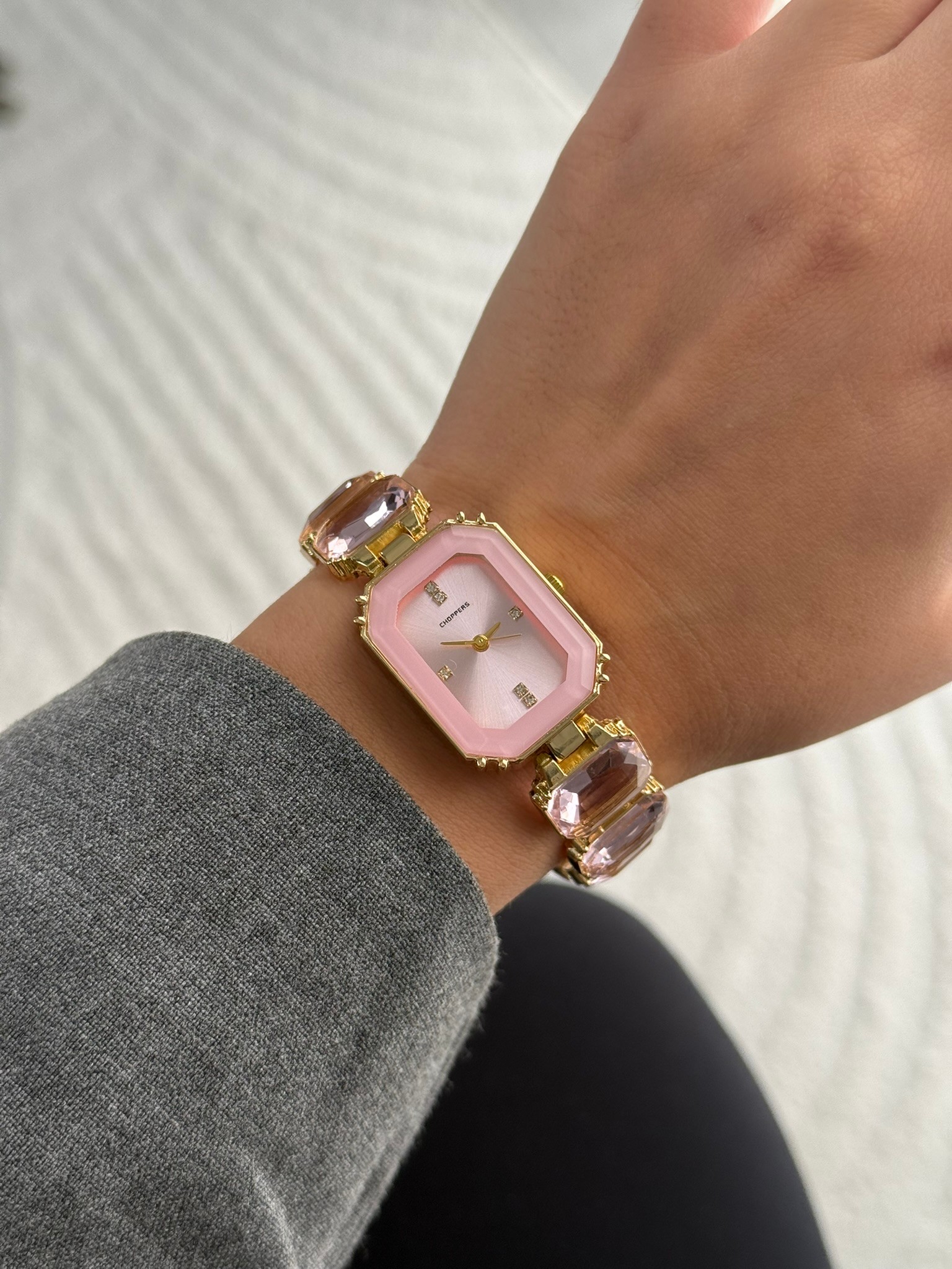 Sekizgen SW Taşlı Trend Kadın Kol Saati Pembe (Pembe Kadran)