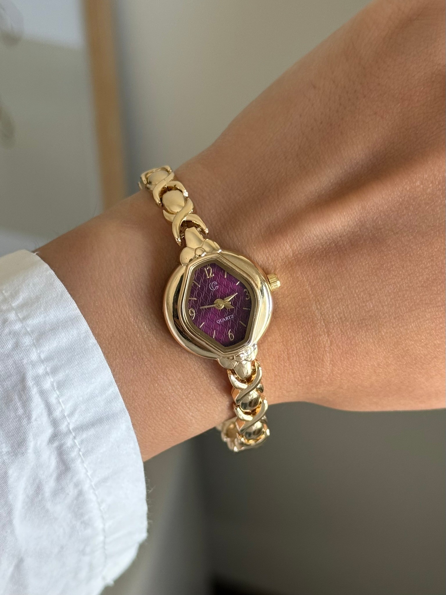 Meffa Minimal Vintage Model Kadın Kol Saati Gold (Bordo Kadran)