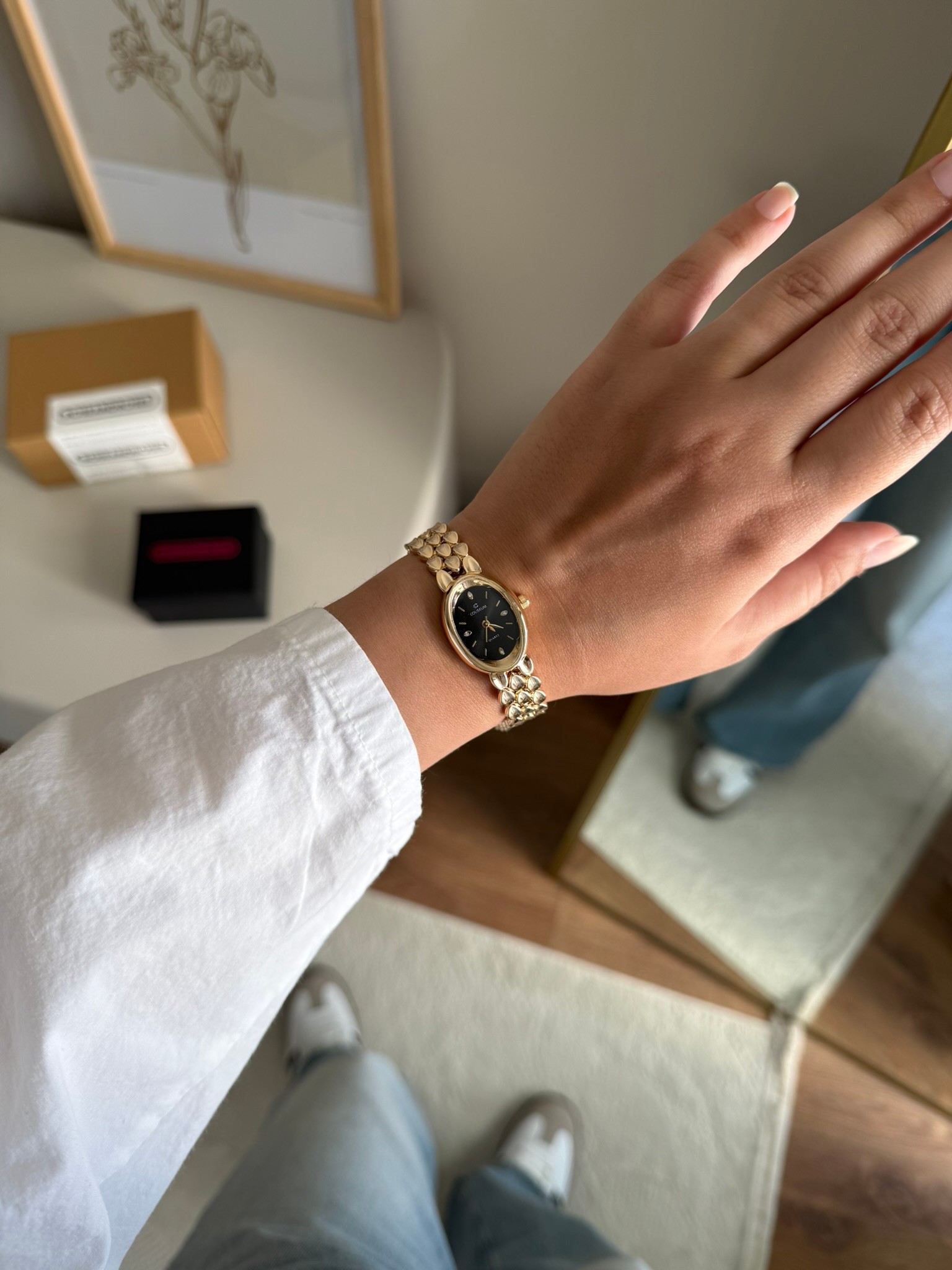 Fensa Minimal Vintage Model Kadın Kol Saati Gold (Siyah Kadran)
