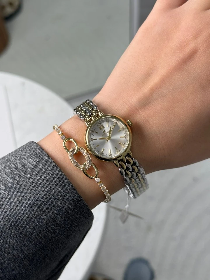 Homies Mekanizma Garantili Özel Kutulu Kadın Kol Saati Gold Kordon (Beyaz Kadran)