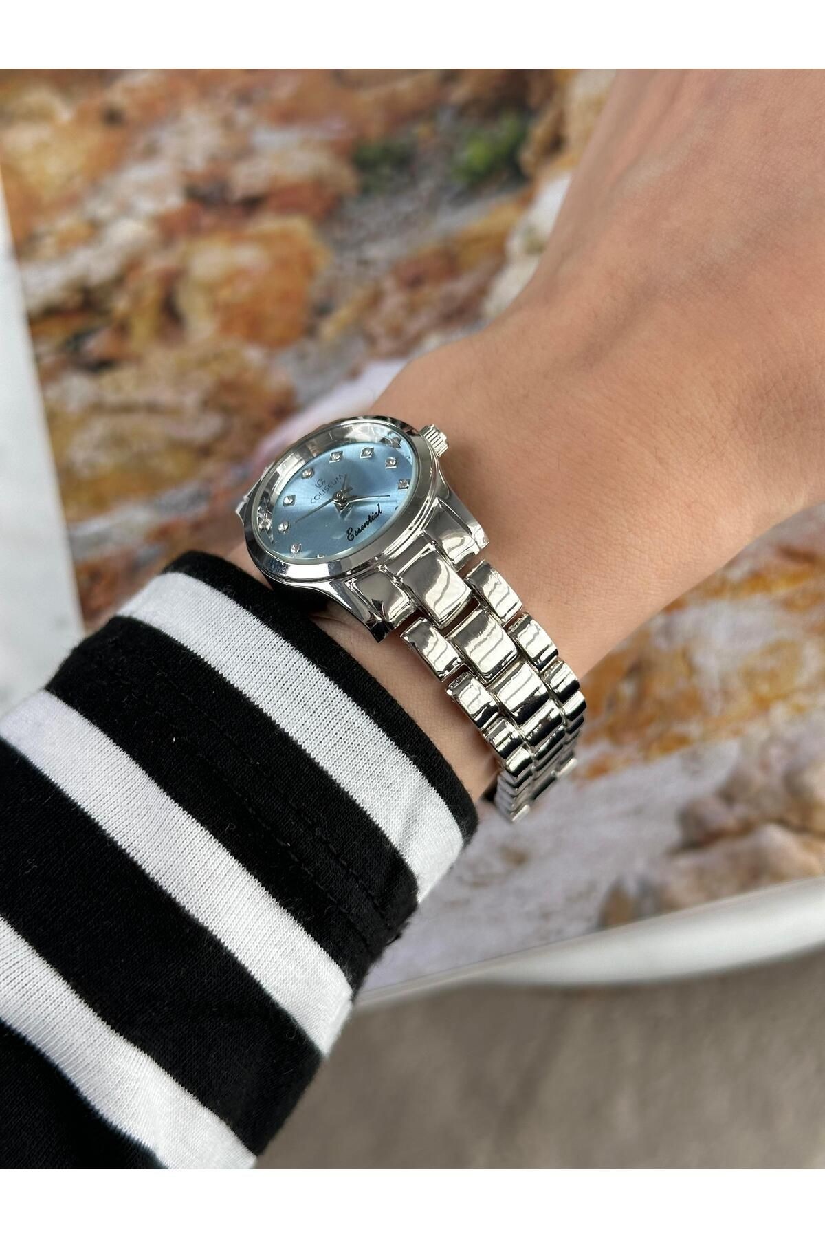 Jesse Özel Seri Kadın Gümüş Renk Mavi Kadran Çelik Minimal Vintage Yeni Sezon Gümüş Kol Saati