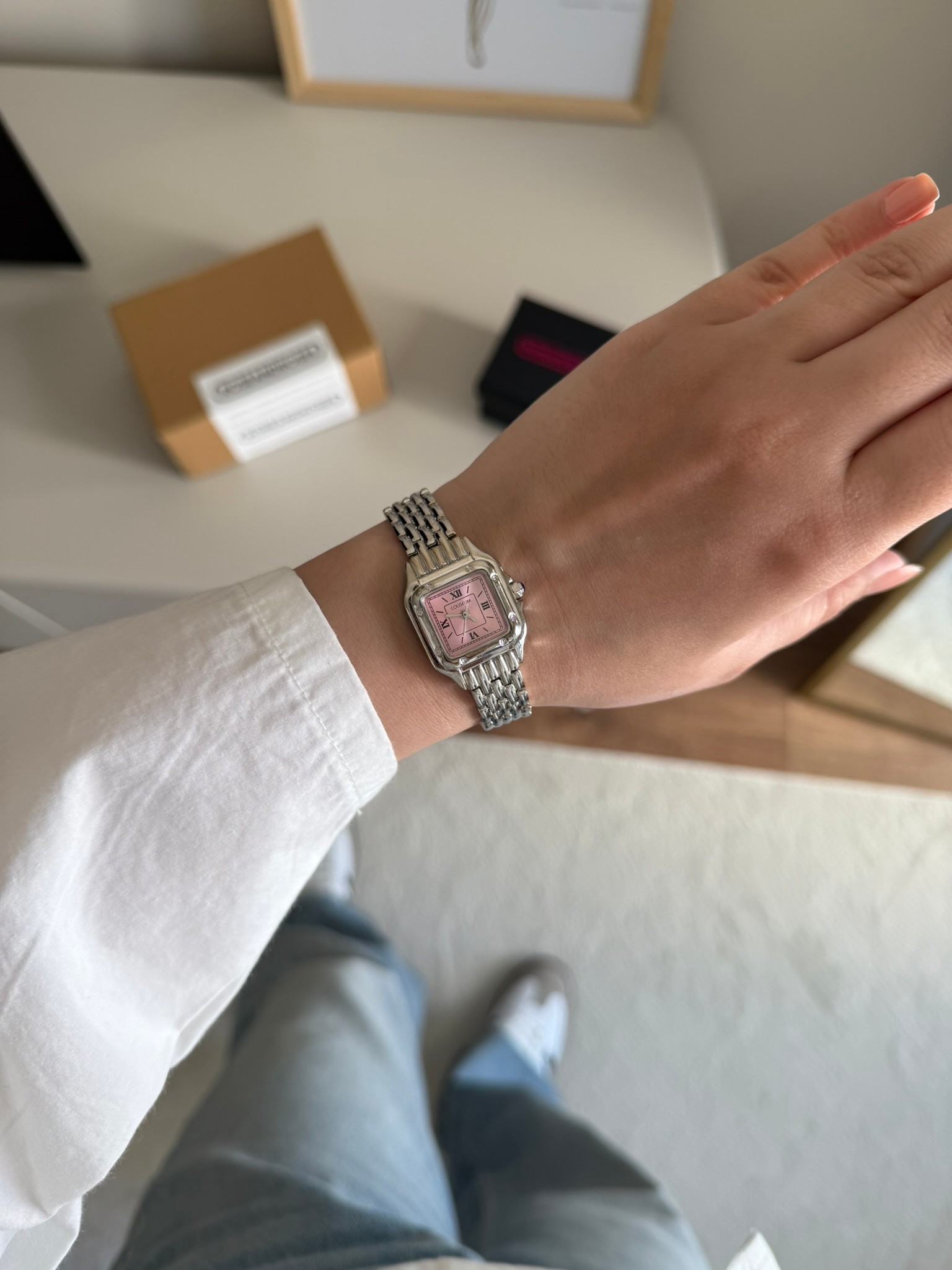 Vivine Minimal Kare Kasa Kadın Kol Saati Gümüş (Pembe Kadran)