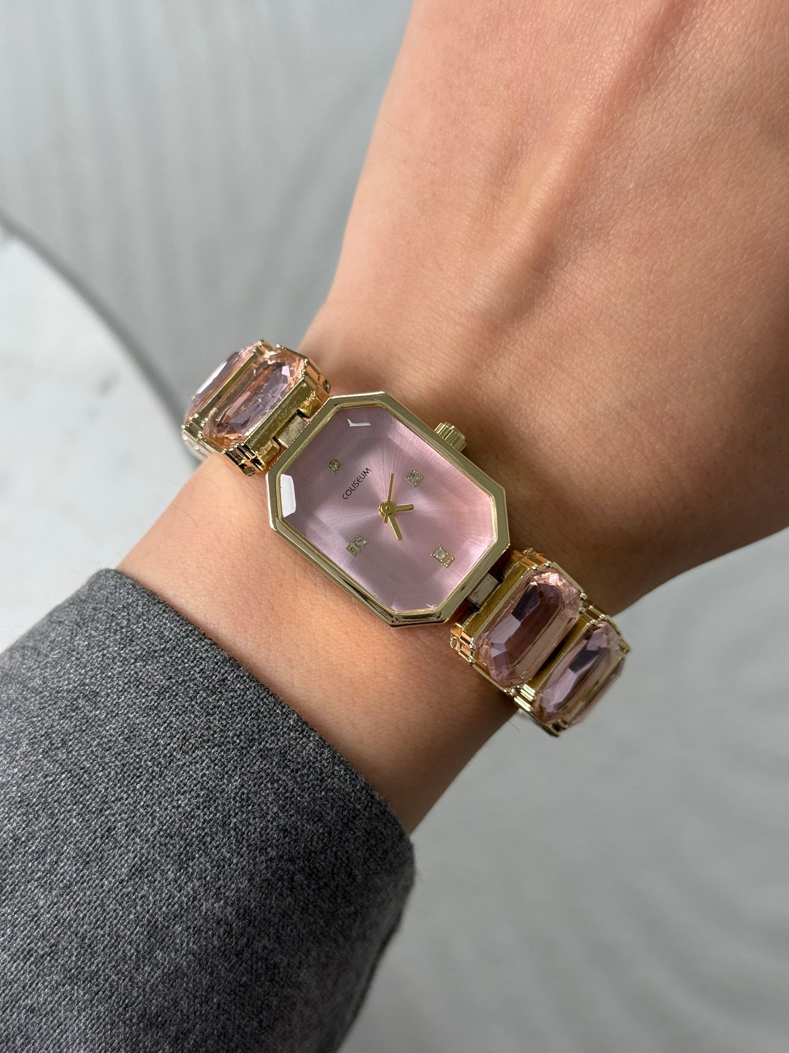 Trend Sw Orijinal Tasarım Taşlı Model Kadın Kol Saati Pembe (Gold Kasa)