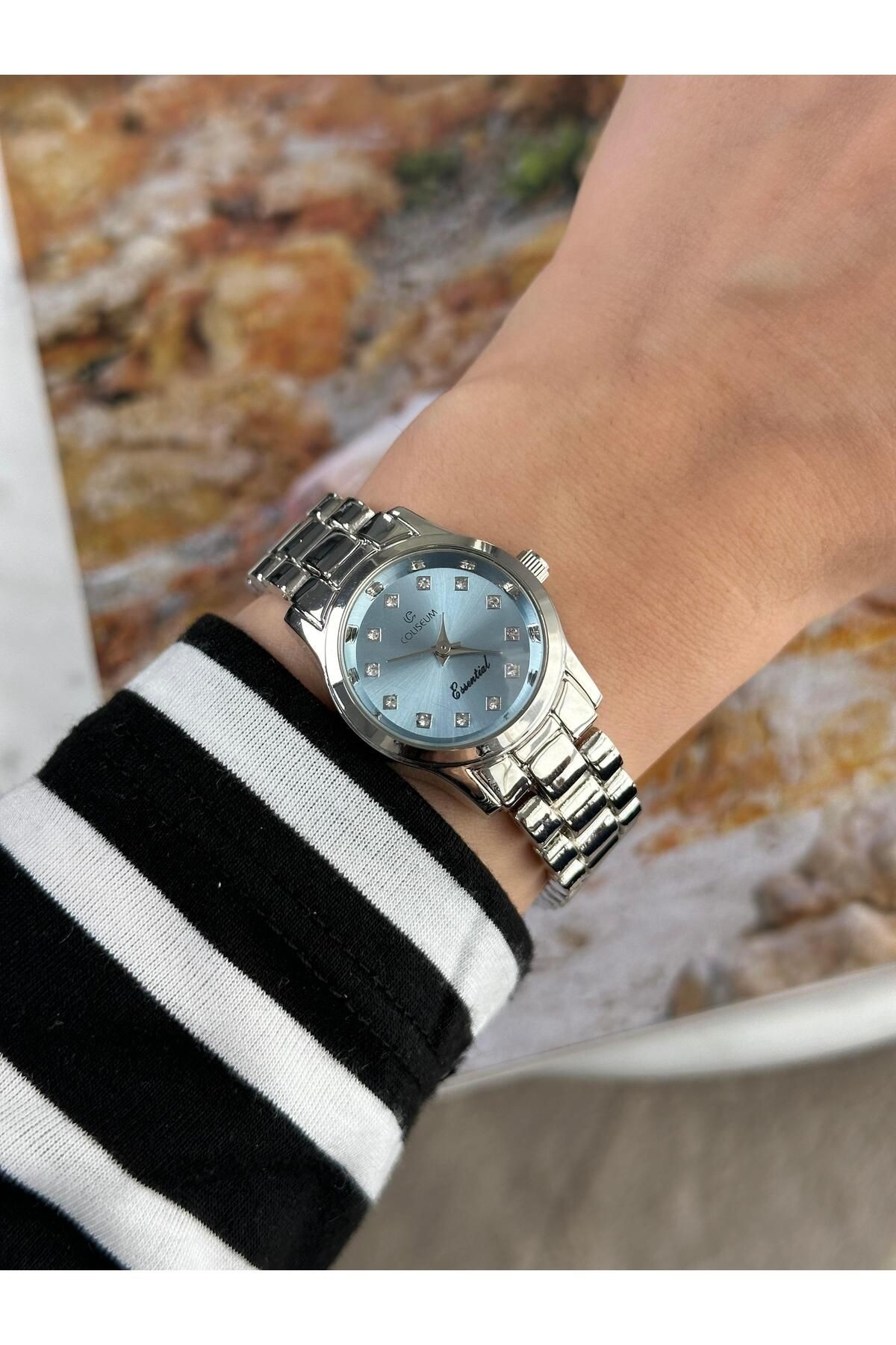 Jesse Özel Seri Kadın Gümüş Renk Mavi Kadran Çelik Minimal Vintage Yeni Sezon Gümüş Kol Saati