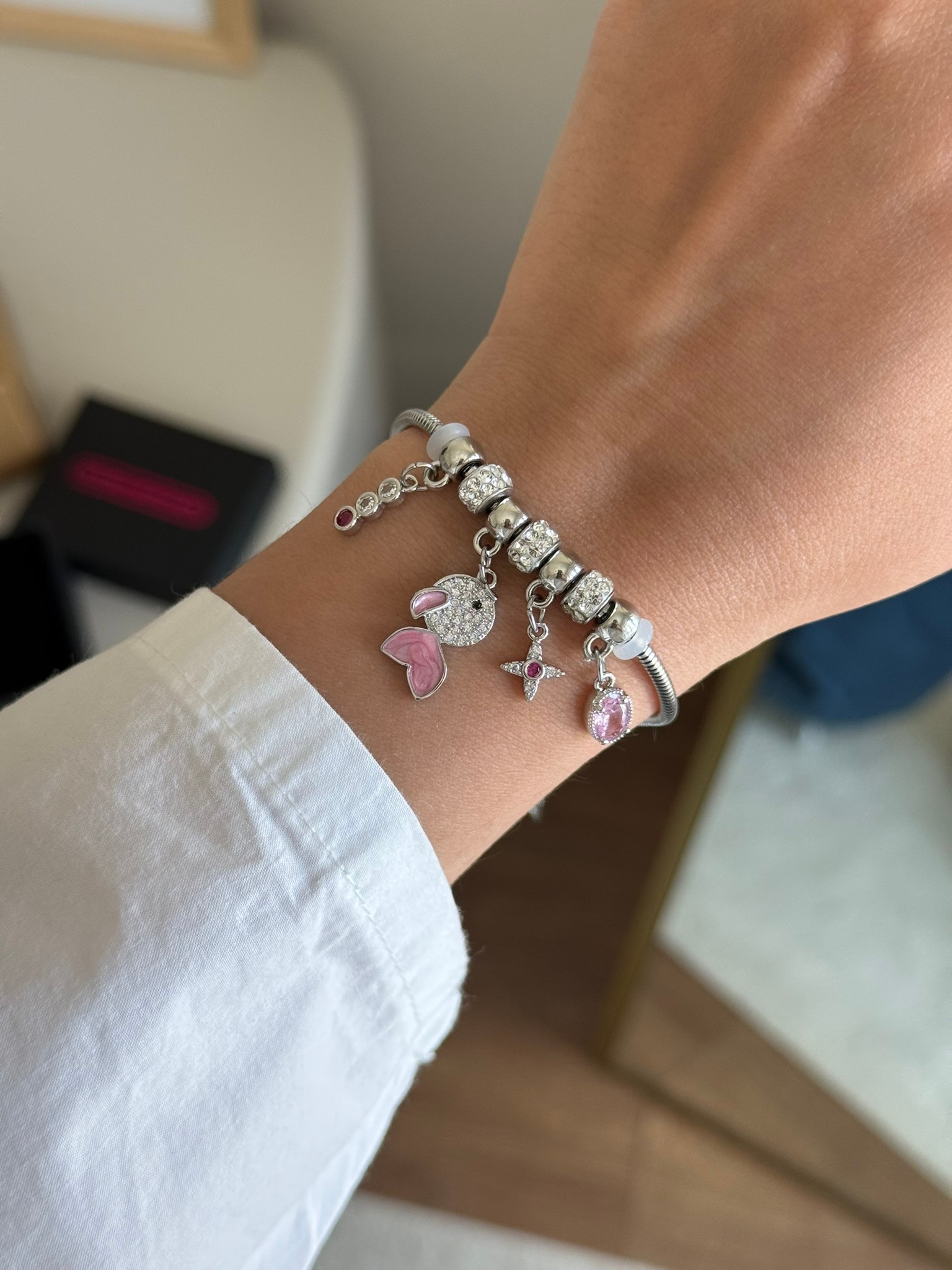 Pembe Balık Charmlı Bileklik Gümüş