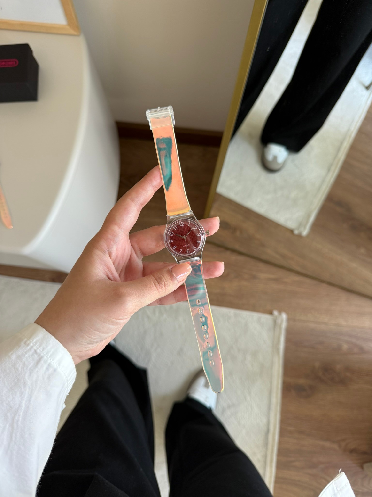 Zeo Silikon Yansımalı Kayış Kol Saati Bordo Kadran