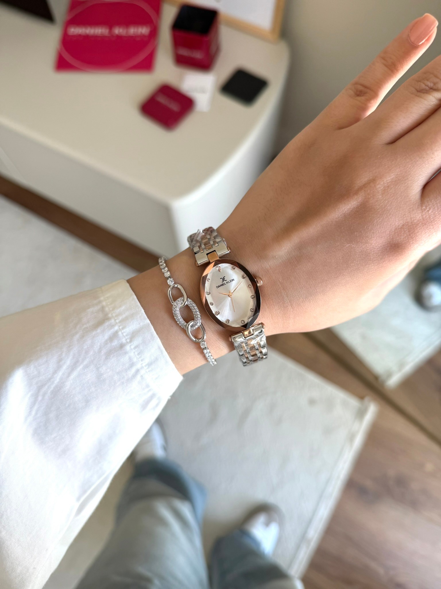 Daniel Klein Garantili Premium Kadın Kol Saati Rose-Gümüş Renk (Beyaz Kadran) RSDK-132
