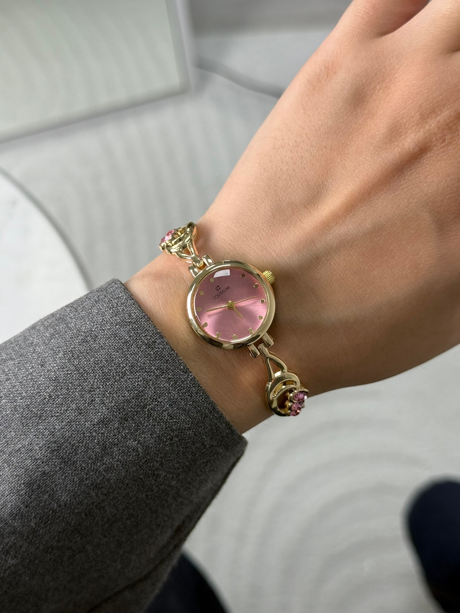 Hilsulle Yeni Sezon İnce Kordon Kadın Kol Saati Gold (Pembe Kadran)