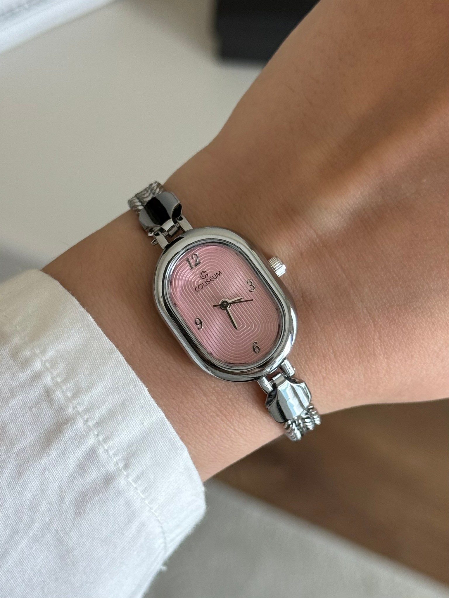 Nostel Örgü Zincir Kordon Minimal Kadın Kol Saati Gümüş (Pembe Kadran)