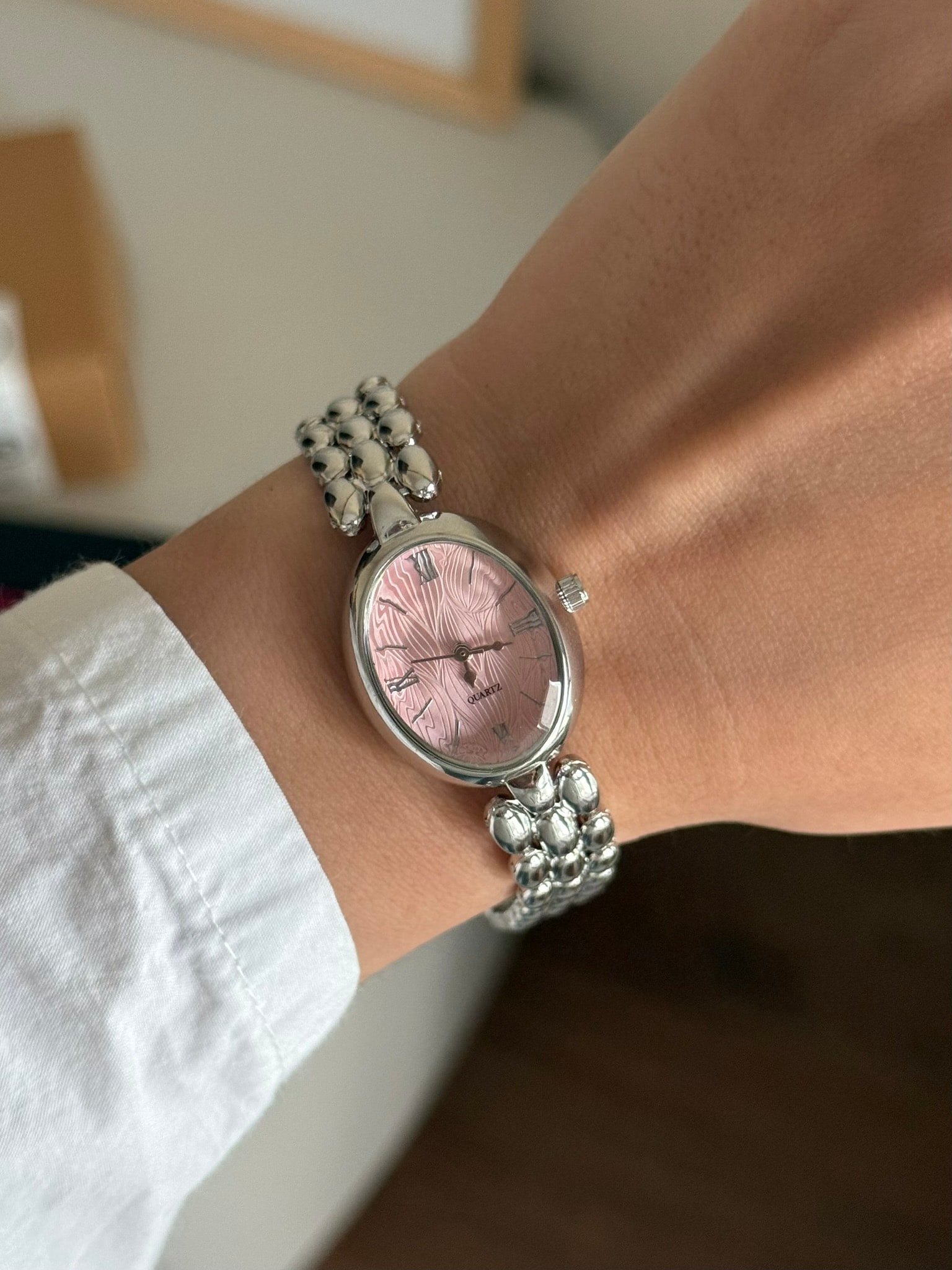 Aria Vintage Model Kadın Kol Saati Gümüş (Pembe Kadran)