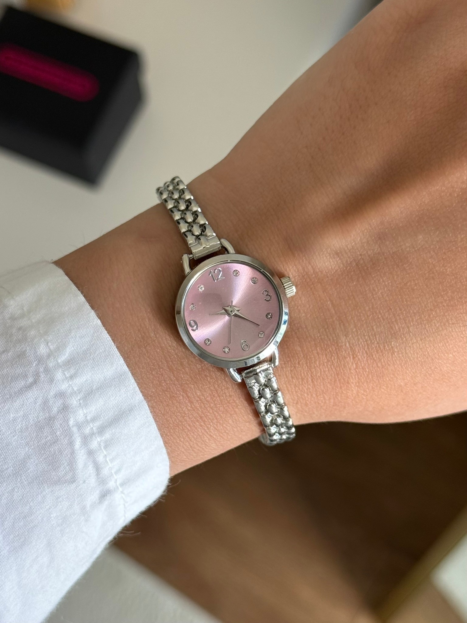 Gleam İnce Kordon Minimal Kadın Kol Saati Gümüş (Pembe Kadran)