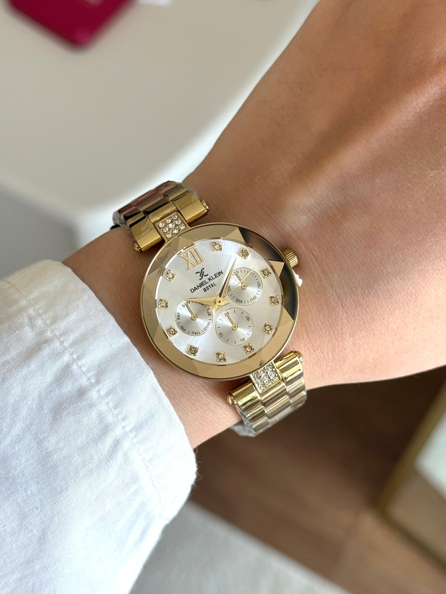 Daniel Klein Garantili Premium Kadın Kol Saati Gold Renk (Beyaz Kadran) RSDK-138