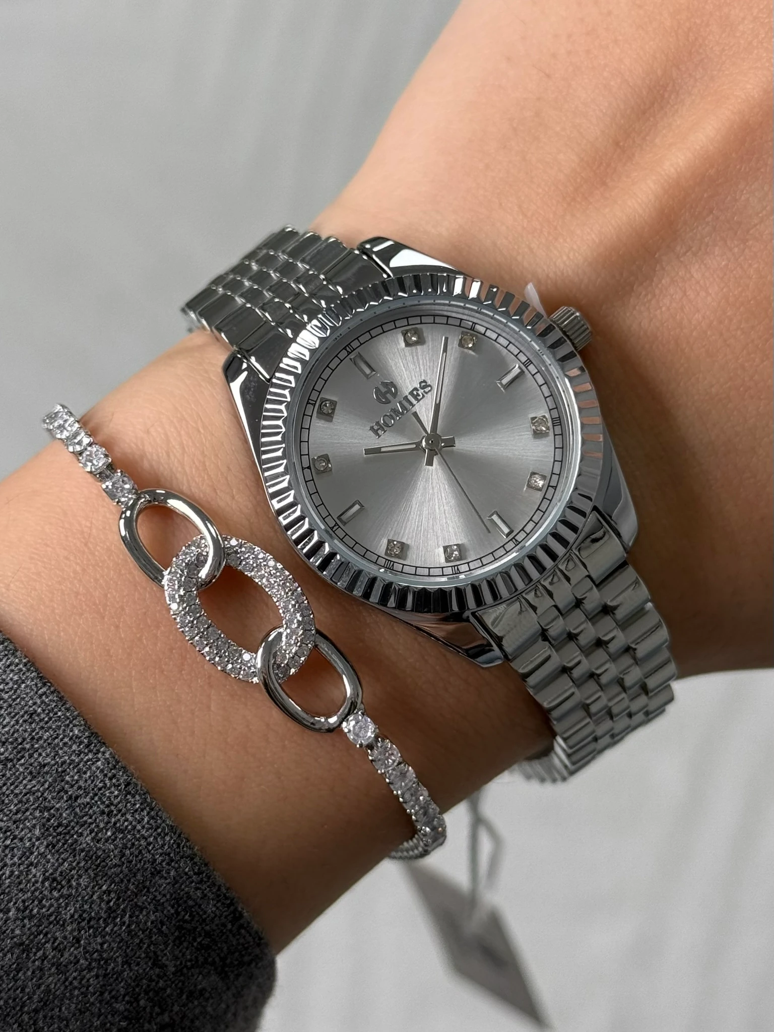 Homies Mekanizma Garantili Kadın Kol Saati Gümüş Kordon (Beyaz Kadran)