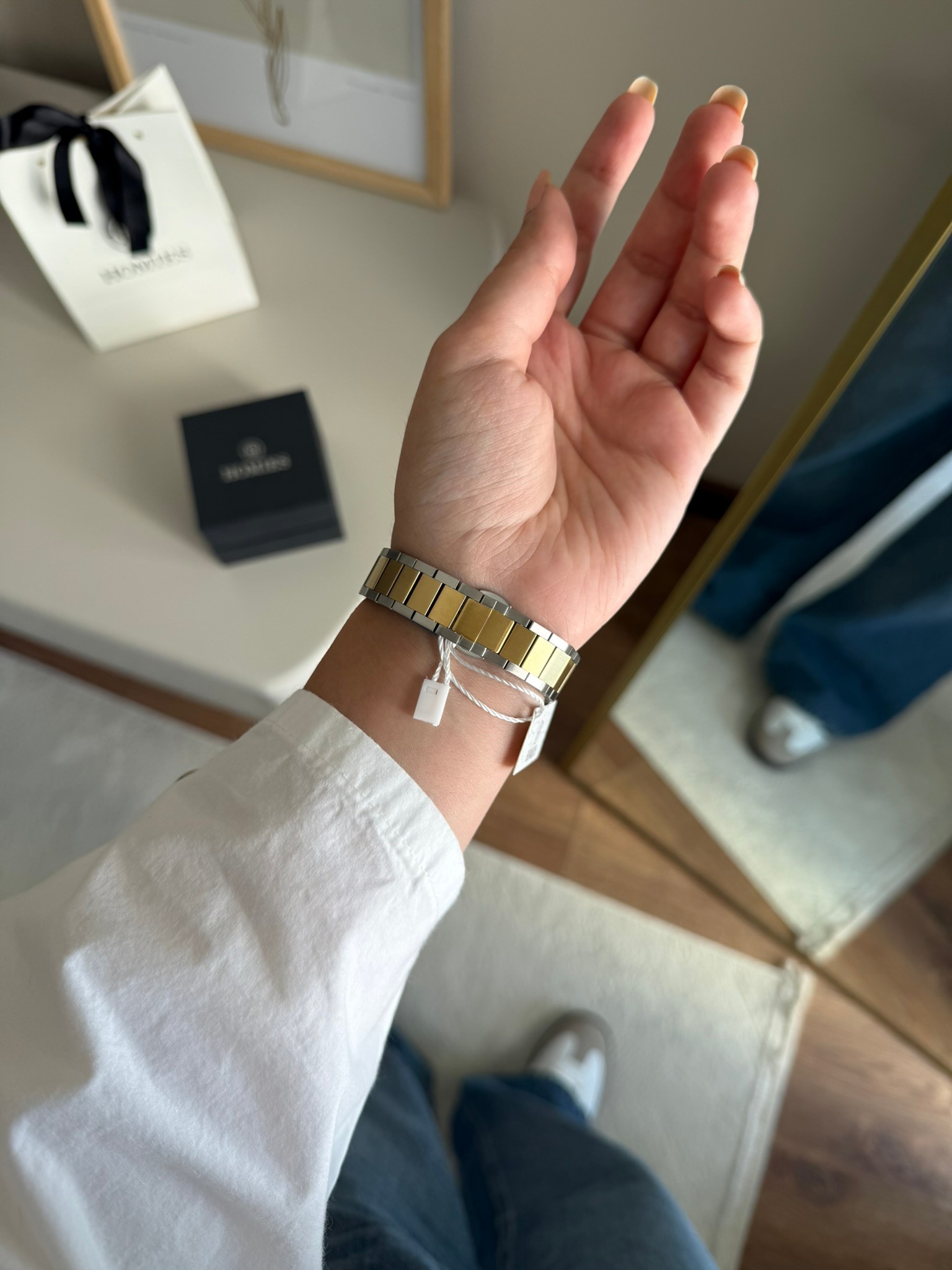 Homies Garantili Premium Kadın Kol Saati Gold-Gümüş (Beyaz Kadran) RSHMS-254