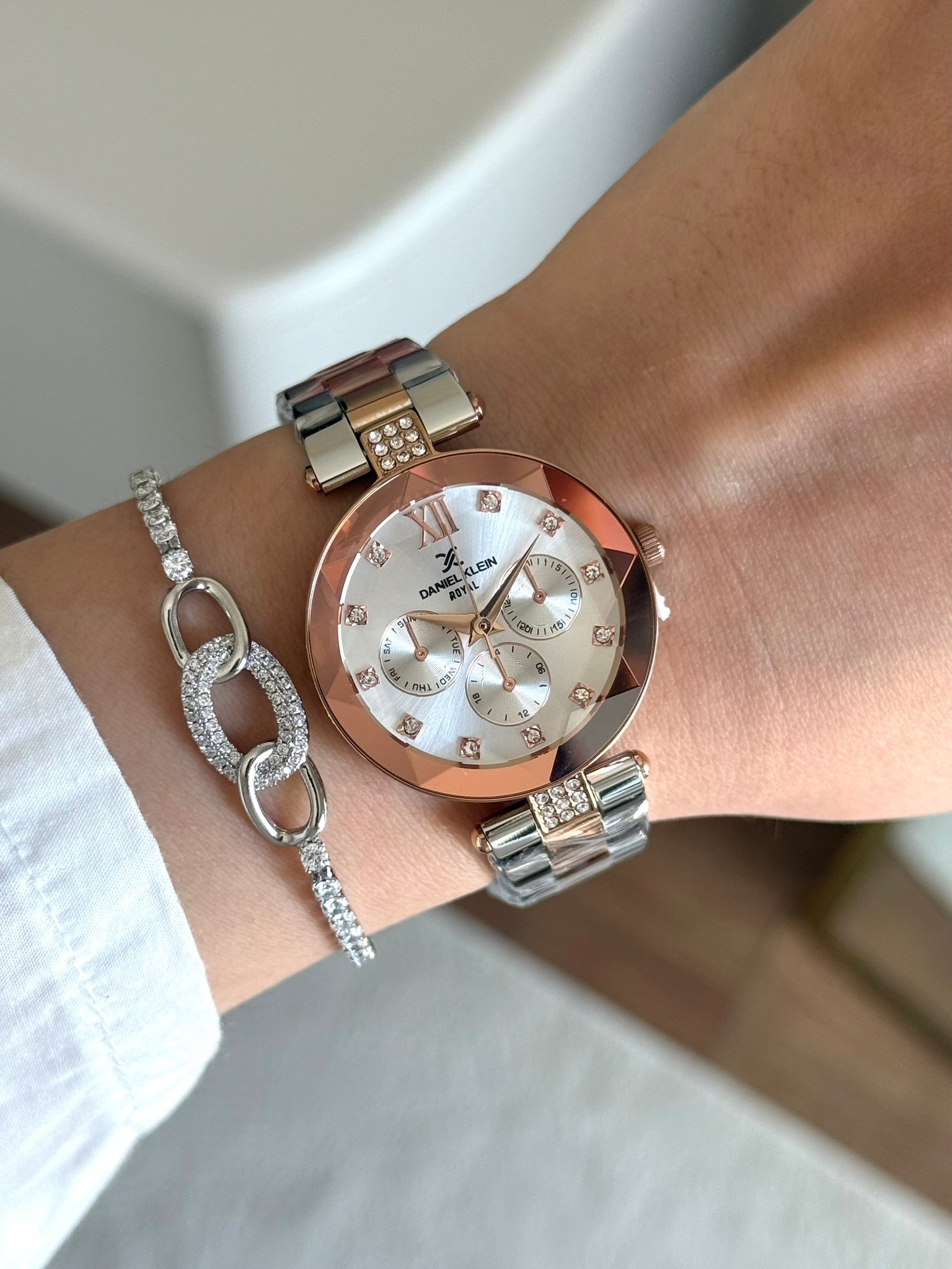Daniel Klein Garantili Premium Kadın Kol Saati Rose-Gümüş Renk (Beyaz Kadran) RSDK-136