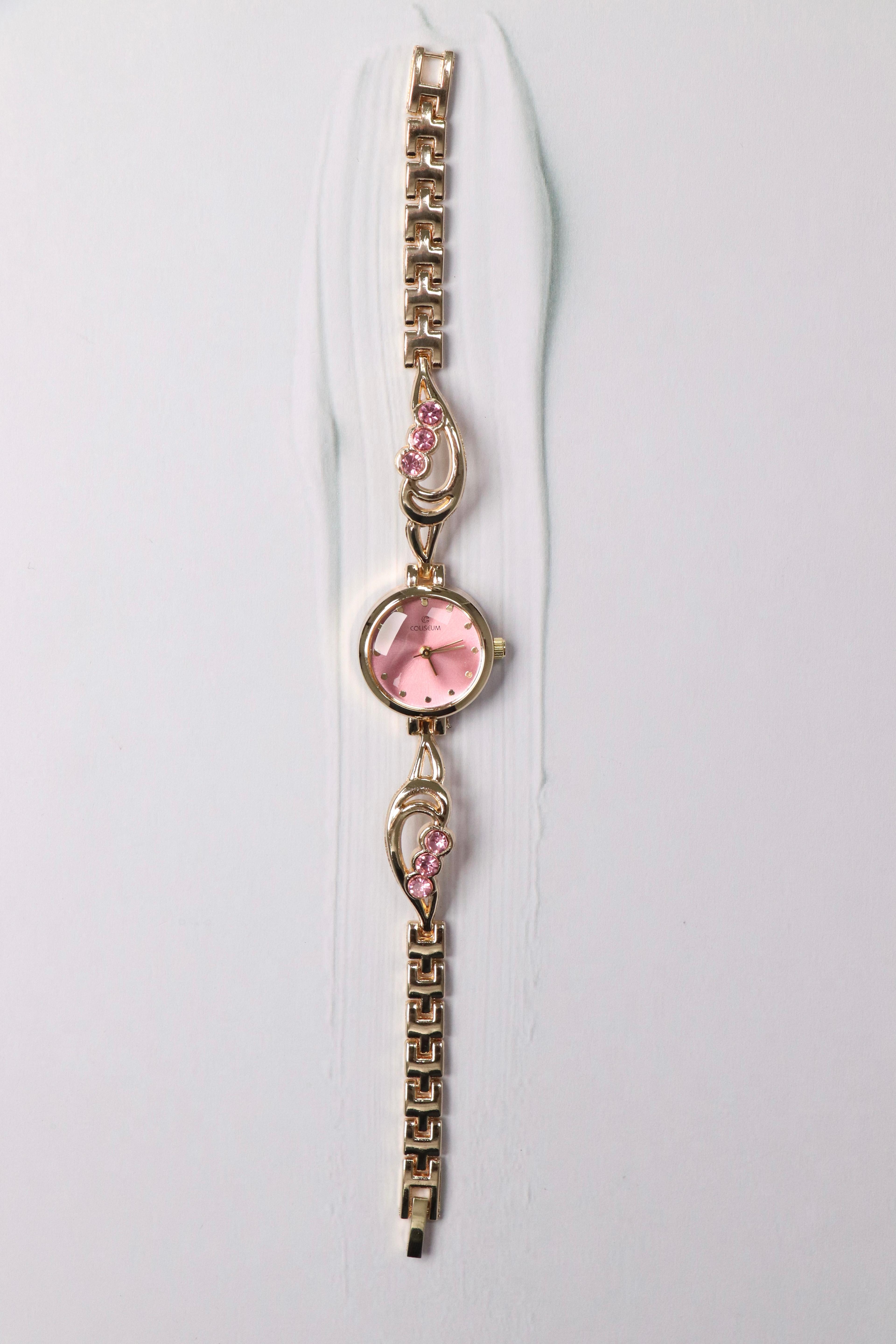 Hilsulle Yeni Sezon İnce Kordon Kadın Kol Saati Gold (Pembe Kadran)