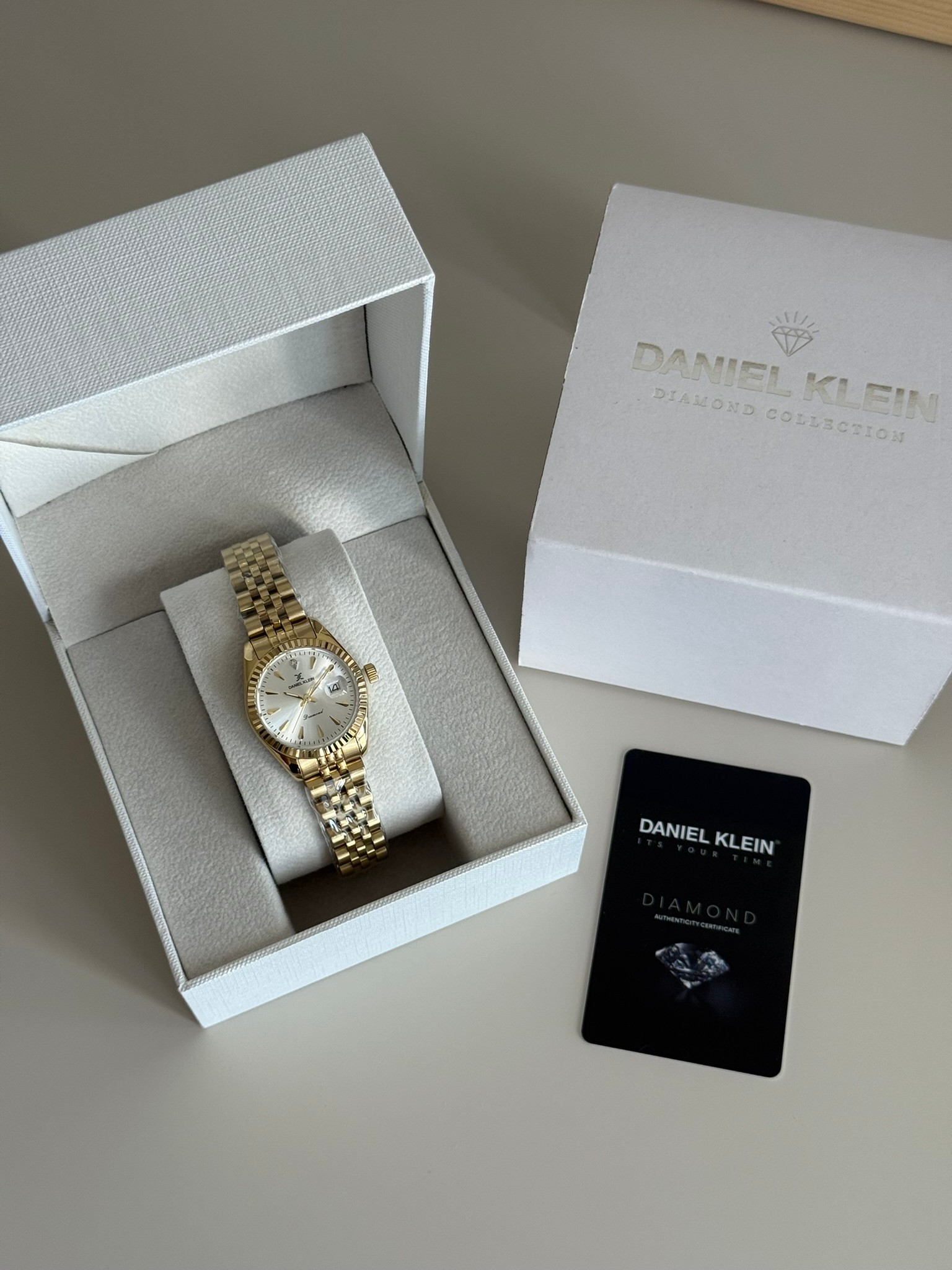 Daniel Klein Diamond Seri Garantili Premium Kadın Kol Saati Gold Renk (Beyaz Kadran) RSDK-109