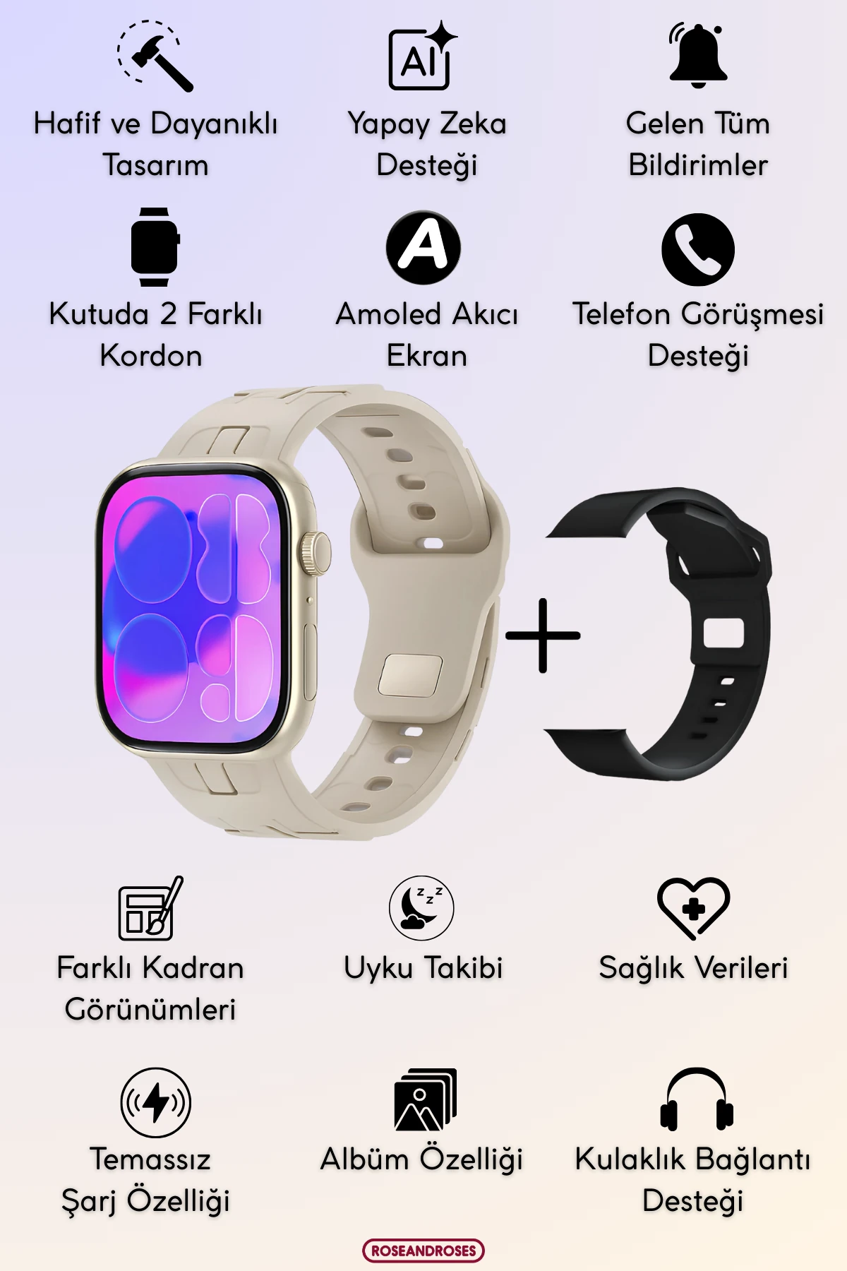 HK11 Mini Çok Fonksiyonel Akıllı Saat - Yıldız Işığı