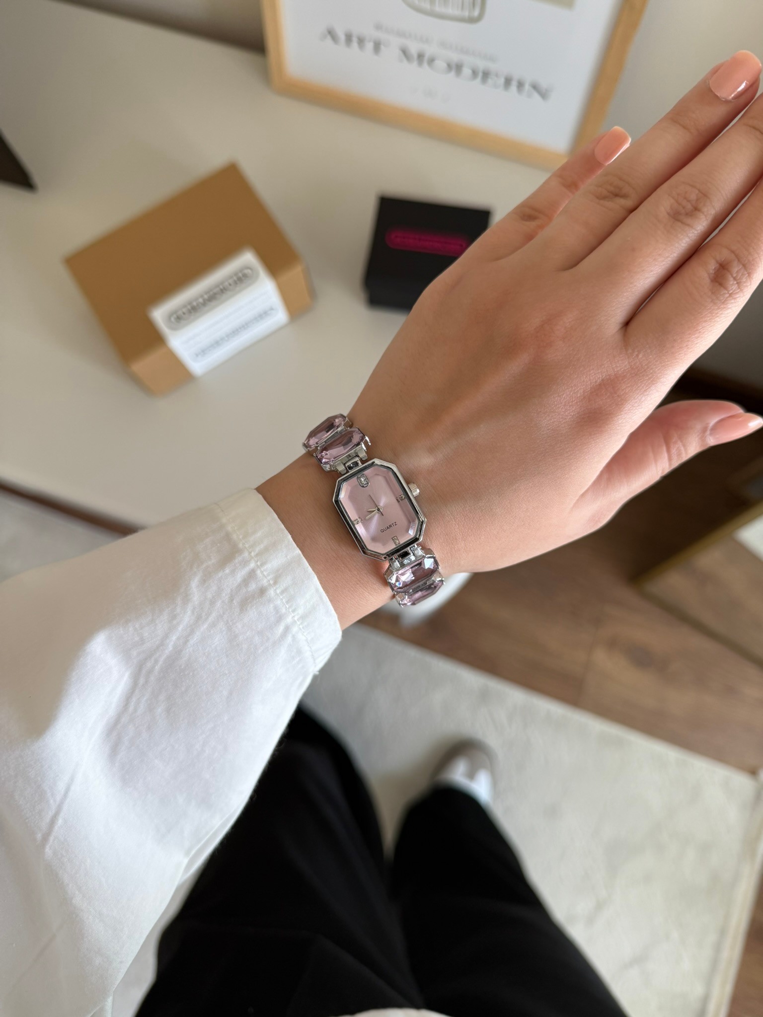 Sw Yeni Model Taşlı Kadın Kol Saati Gümüş Pembe