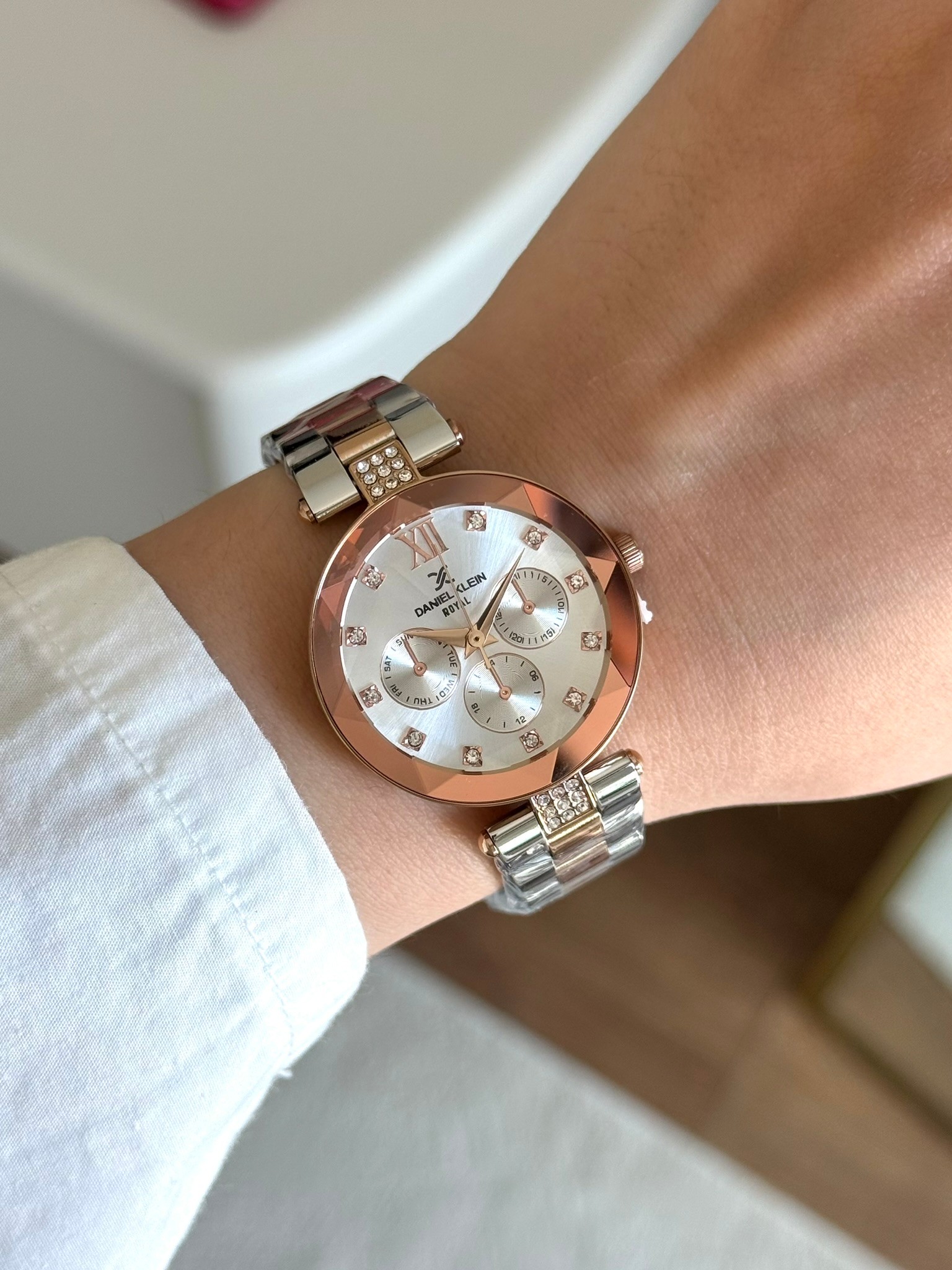 Daniel Klein Garantili Premium Kadın Kol Saati Rose-Gümüş Renk (Beyaz Kadran) RSDK-136
