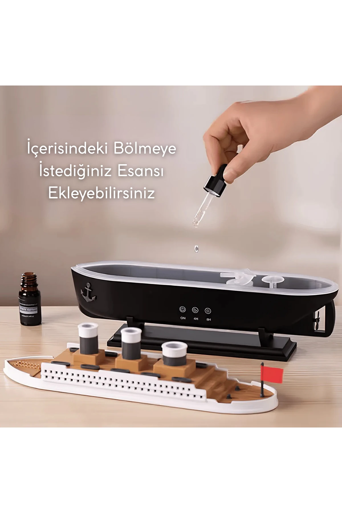 Gemi Görünümlü Buharlı Işıklı Hava Nemlendirici