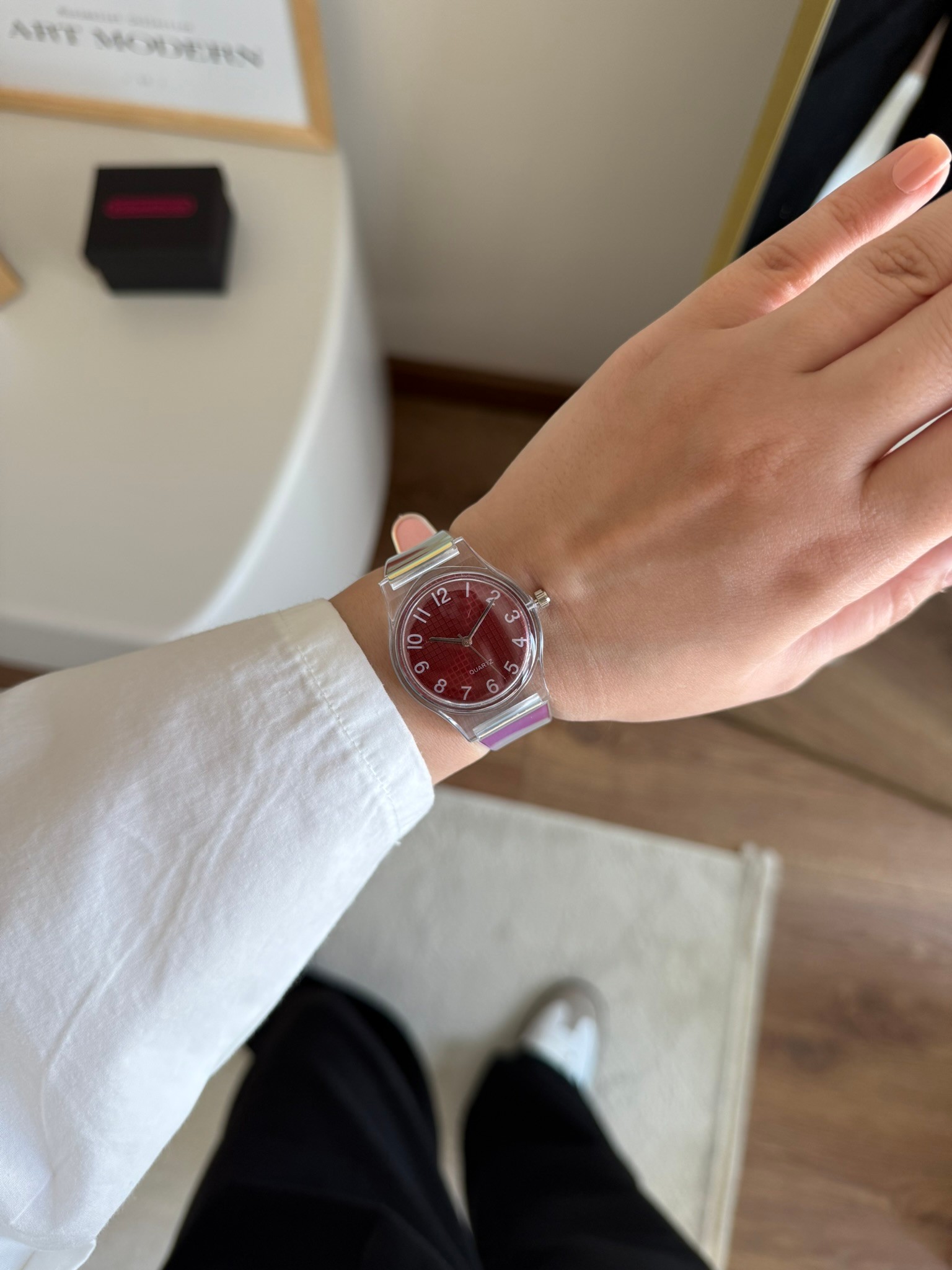 Zeo Silikon Yansımalı Kayış Kol Saati Bordo Kadran