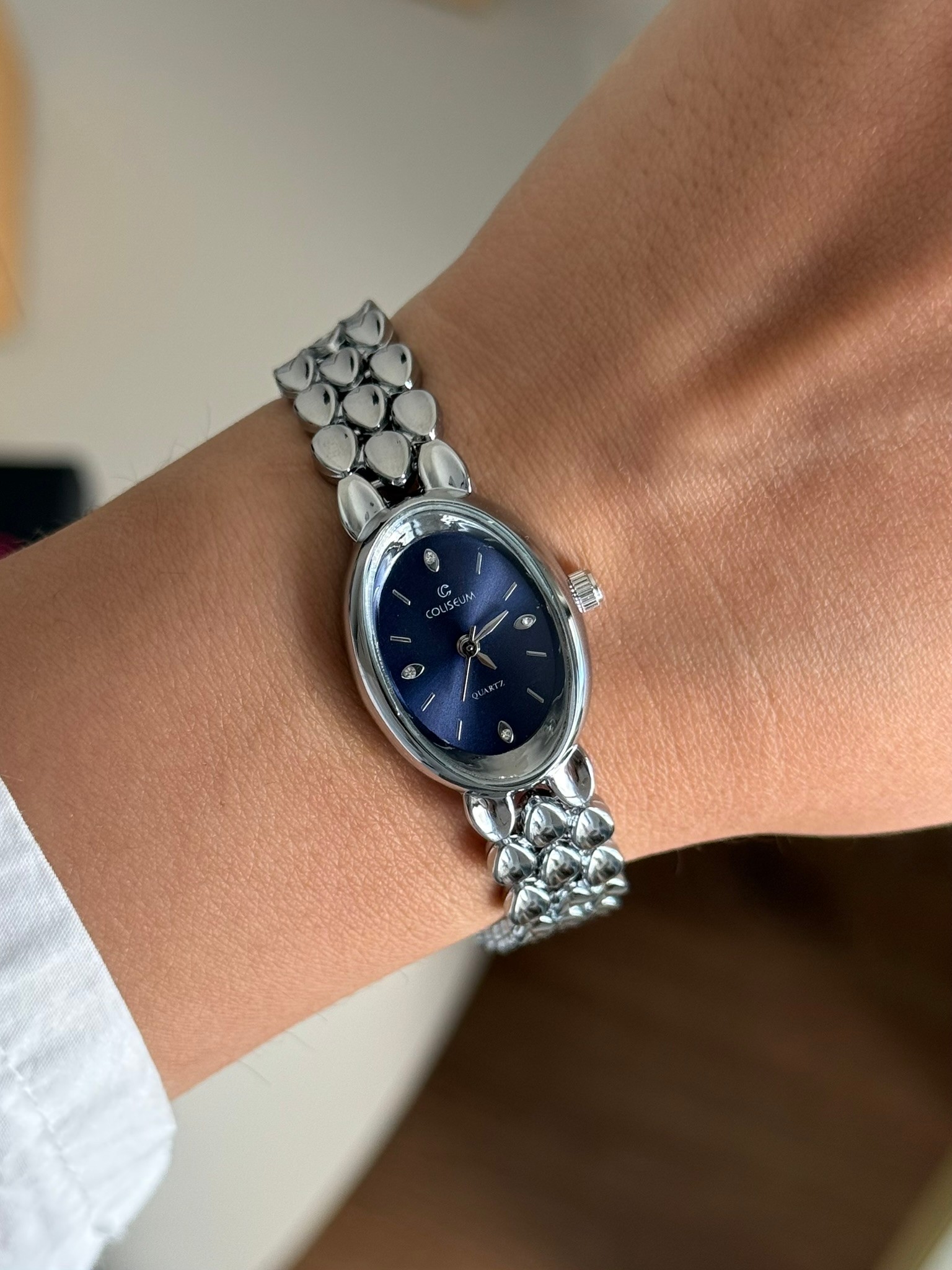 Fensa Minimal Vintage Model Kadın Kol Saati Gümüş (Lacivert Kadran)