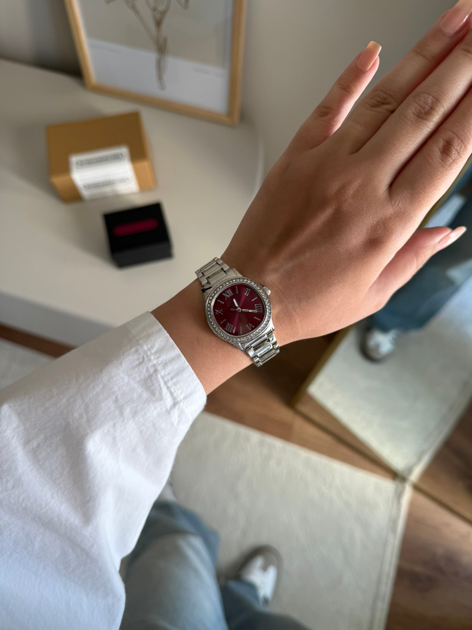 Vartine Muadil Model Kadın Kol Saati Gümüş (Bordo Kadran)