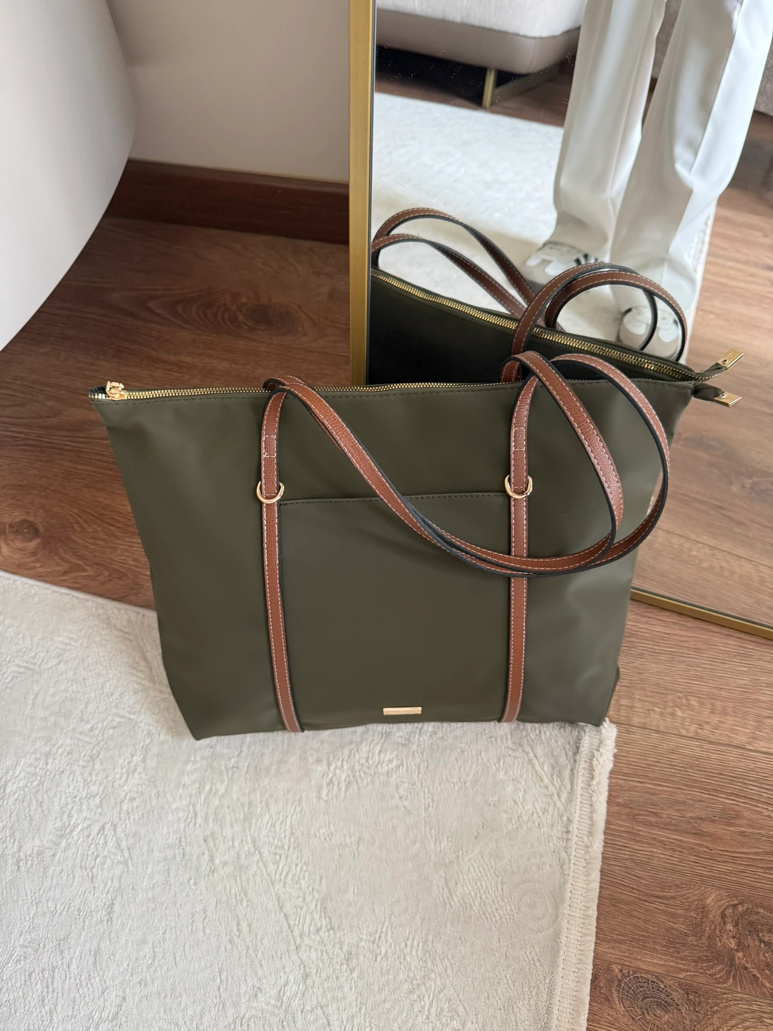 Manola Şeritli Ön Gözlü Kadın Shopper Çanta