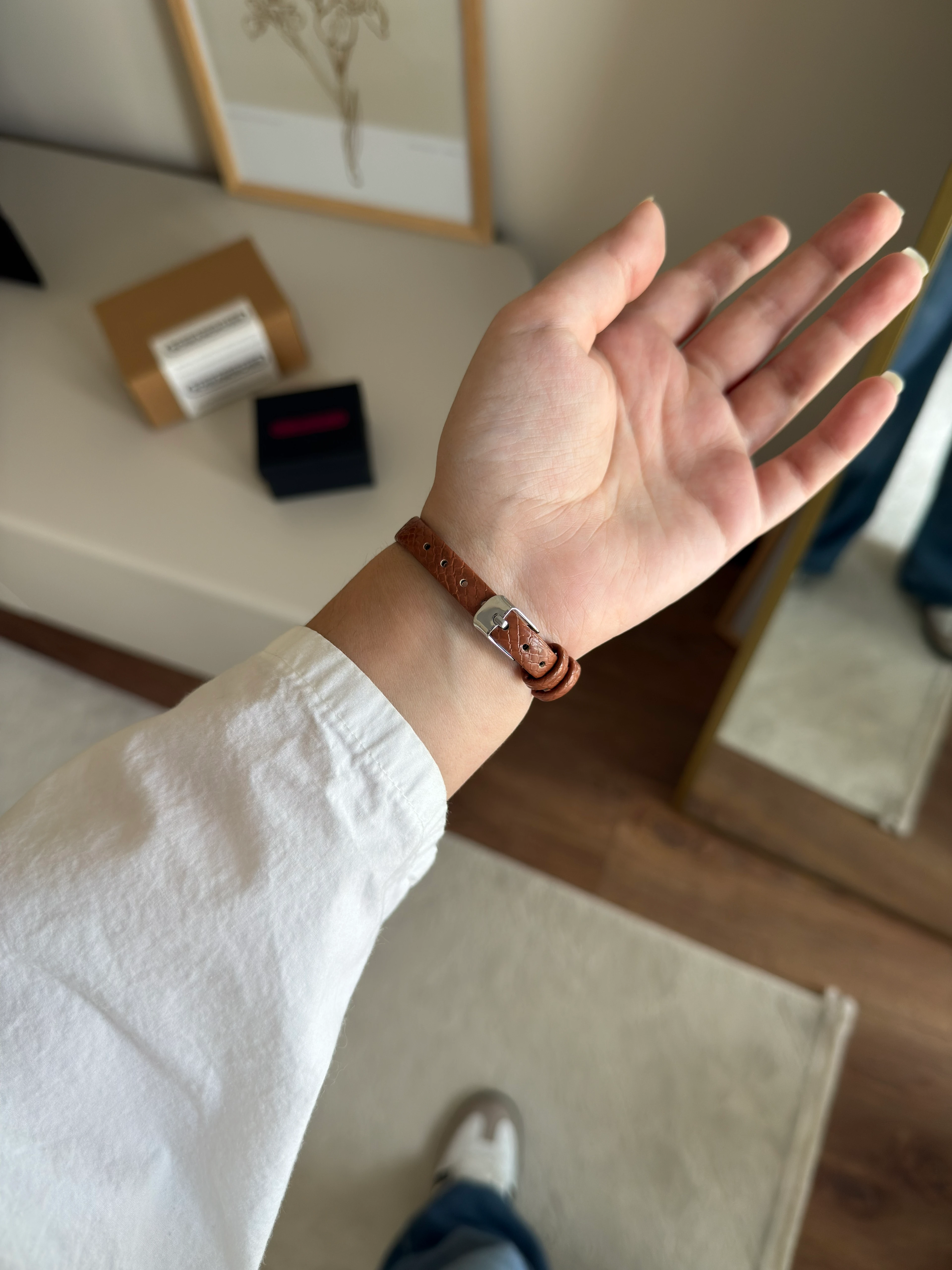 Semy Minimal Desenli Deri Kayış Kadın Kol Saati - Taba