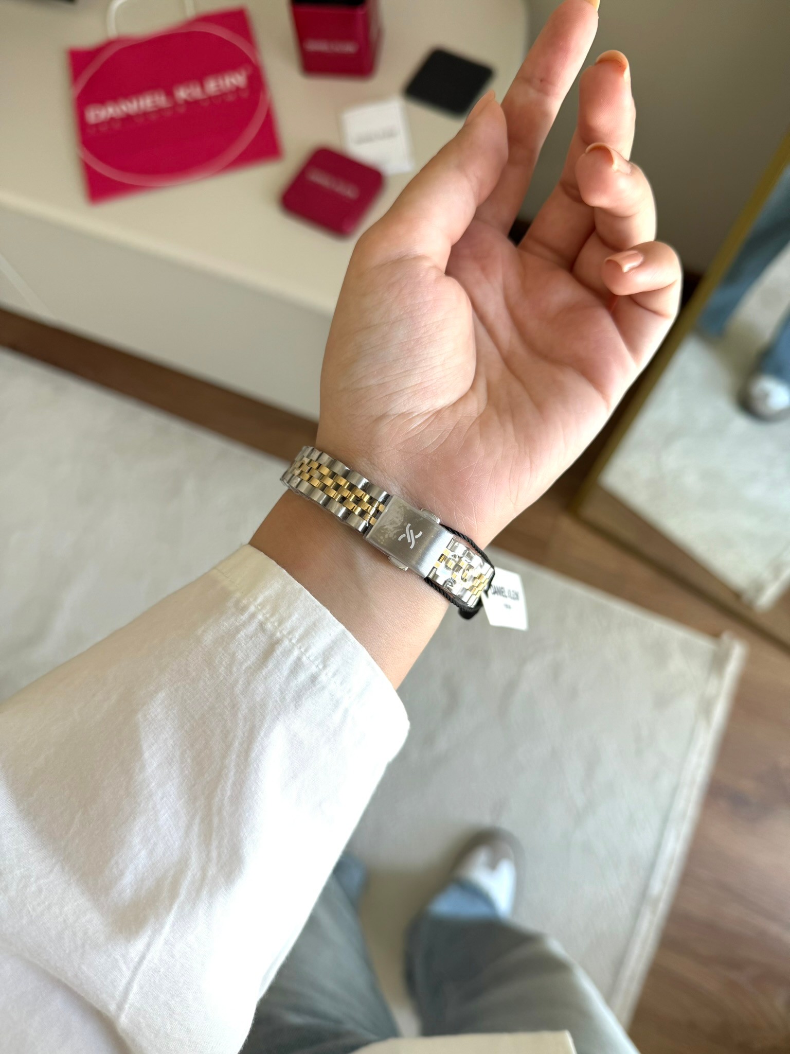Daniel Klein Garantili Premium Kadın Kol Saati Gold-Gümüş Renk (Yeşil Kadran) RSDK-126