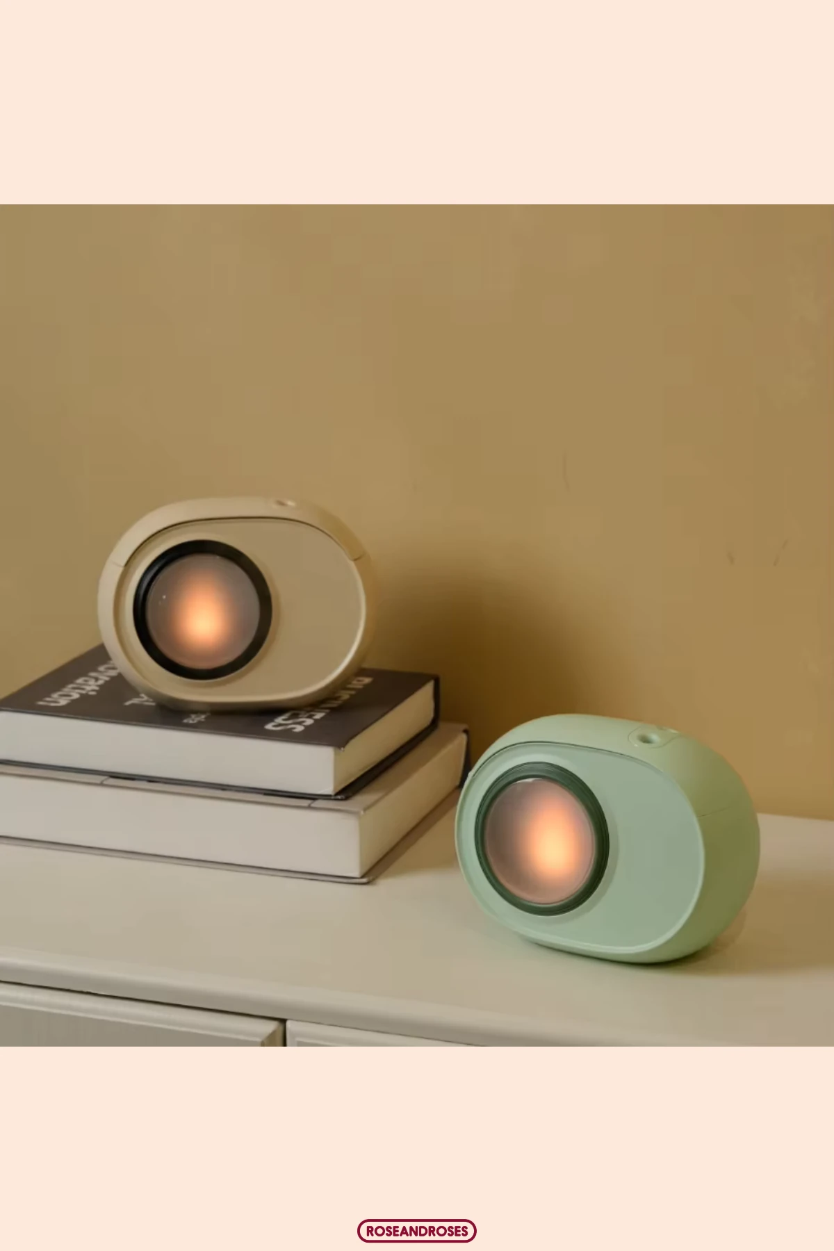 Ateş Efektli Buharlı Hava Nemlendirici ve Difüzör - Krem