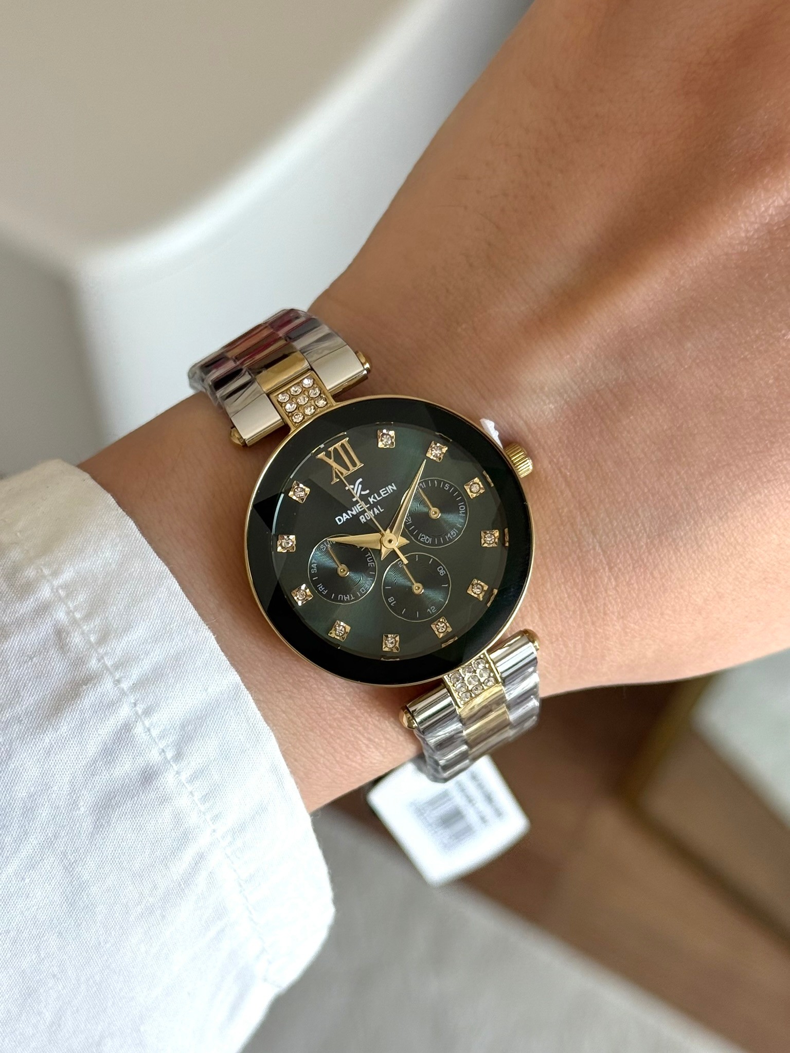 Daniel Klein Garantili Premium Kadın Kol Saati Gold-Gümüş Renk (Yeşil Kadran) RSDK-139