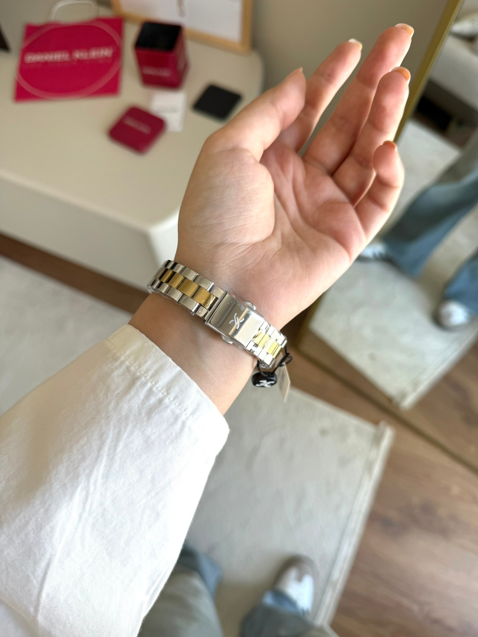 Daniel Klein Garantili Premium Kadın Kol Saati Gold-Gümüş Renk (Yeşil Kadran) RSDK-139