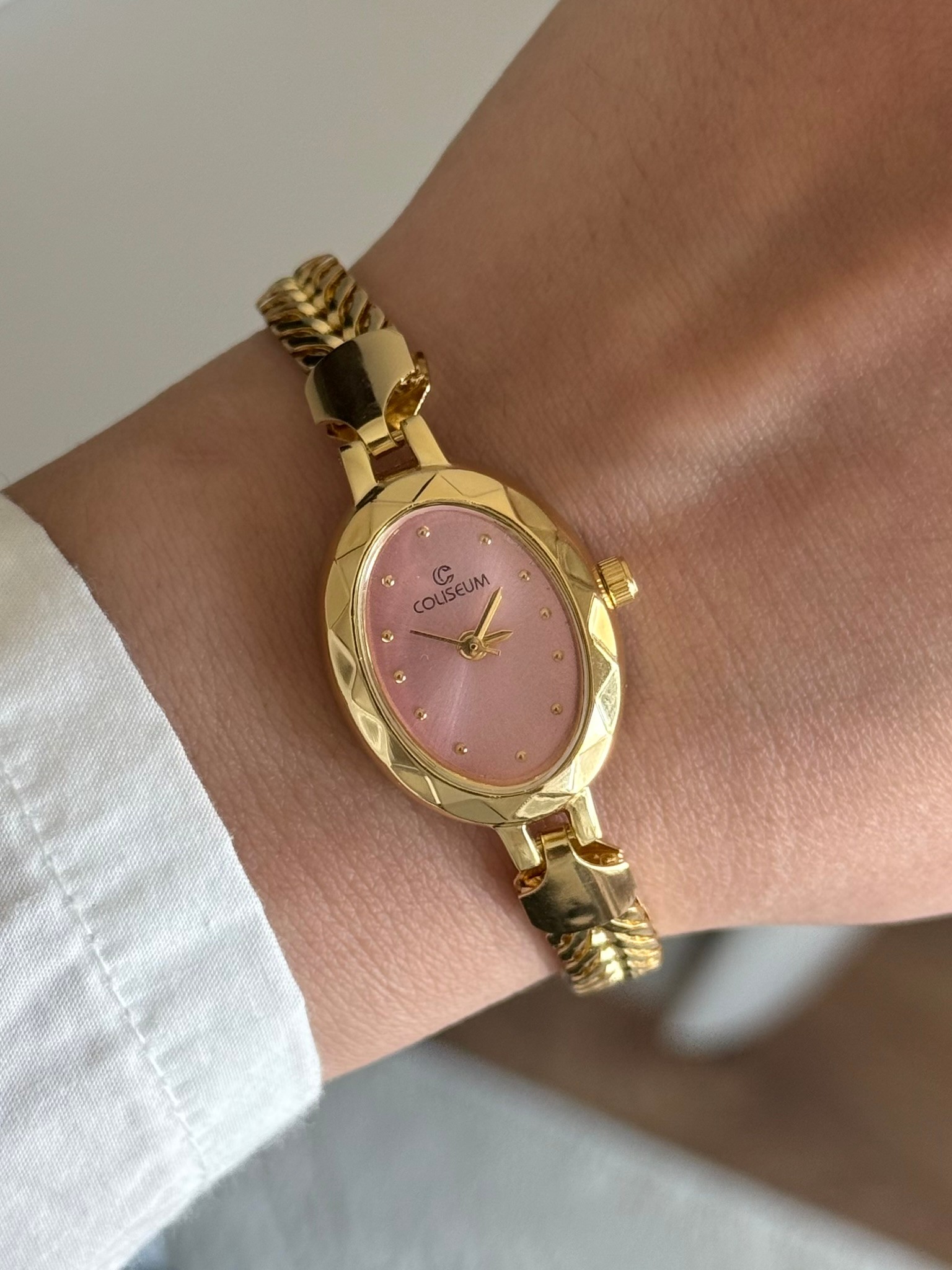 Lenna Örgü Zincir Kordon Minimal Kadın Kol Saati Gold (Pembe Kadran)
