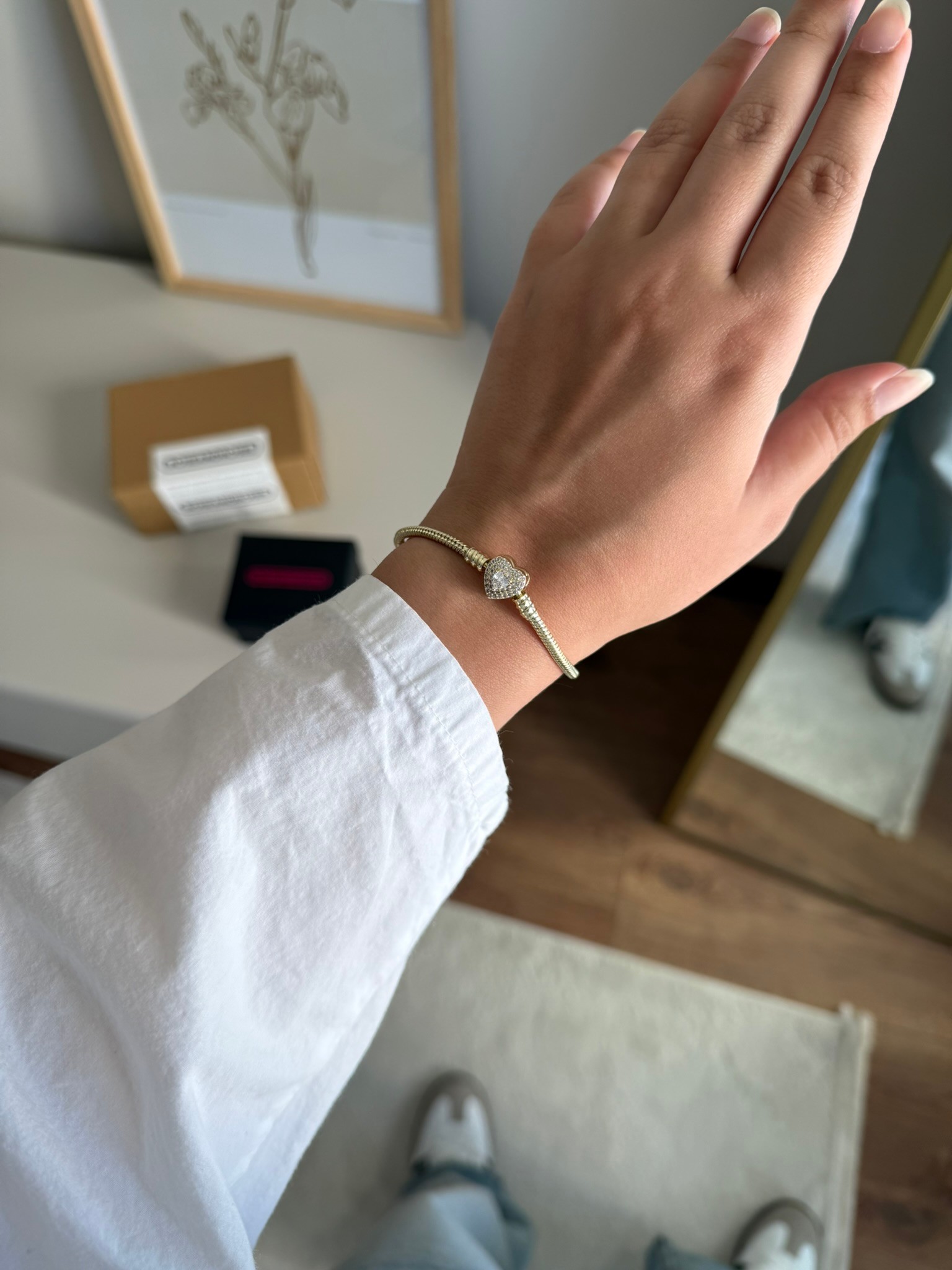 Shine Heart Klipsli Muadil Bileklik Gold