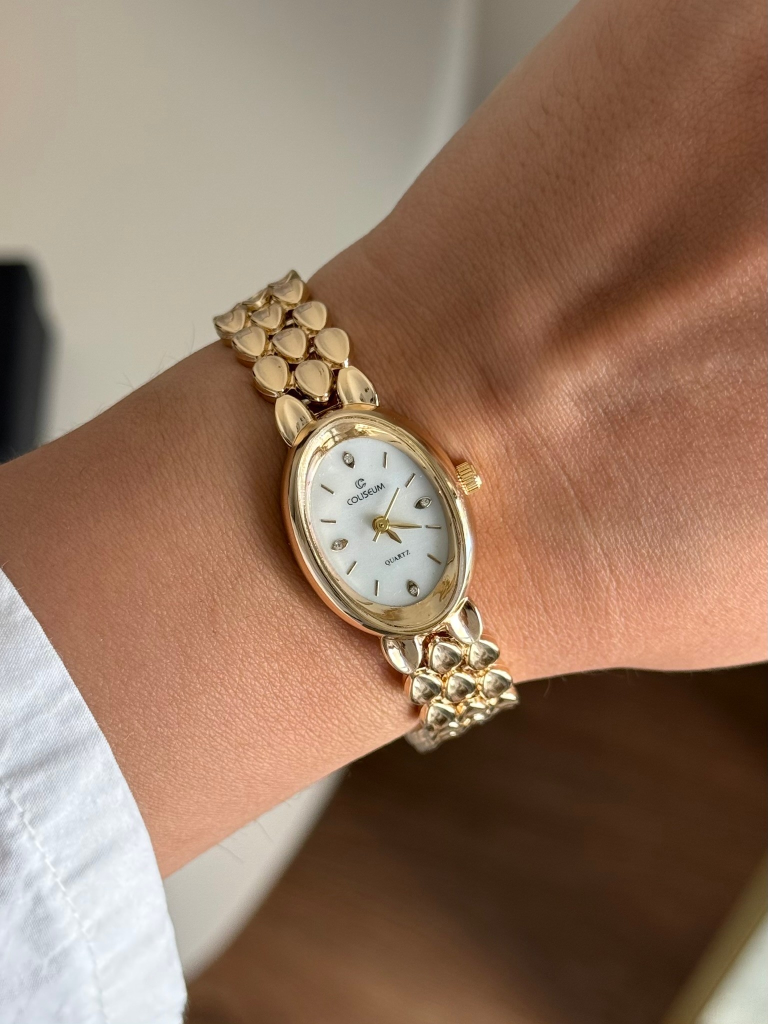 Fensa Minimal Vintage Model Kadın Kol Saati Gold (Beyaz Kadran)
