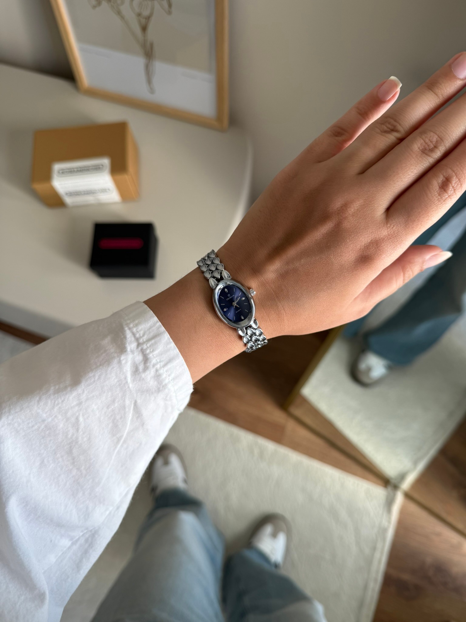 Fensa Minimal Vintage Model Kadın Kol Saati Gümüş (Lacivert Kadran)