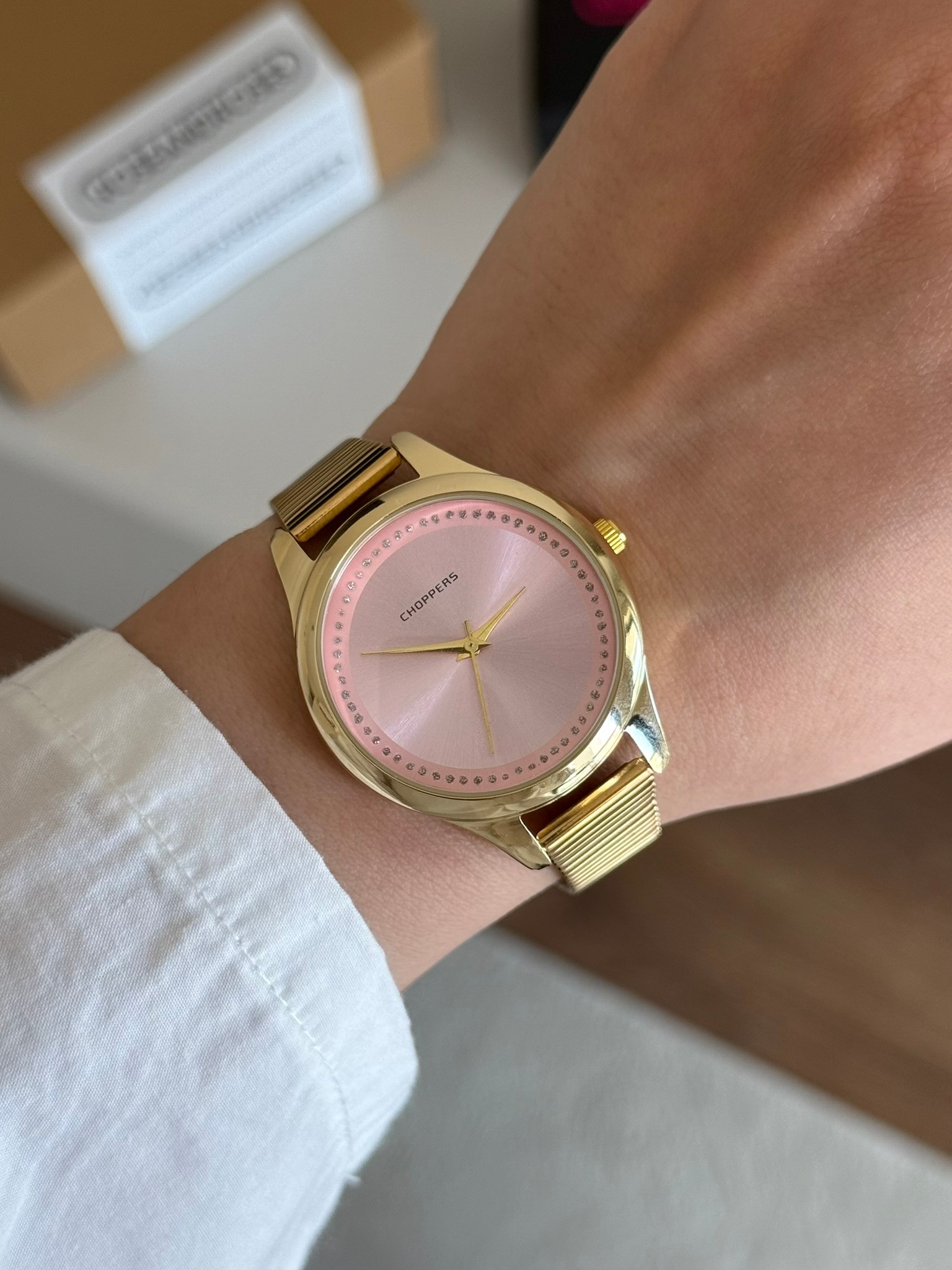 Tessaro Blok Kordon Yuvarlak Kasa Kadın Kol Saati Gold (Pembe Kadran)