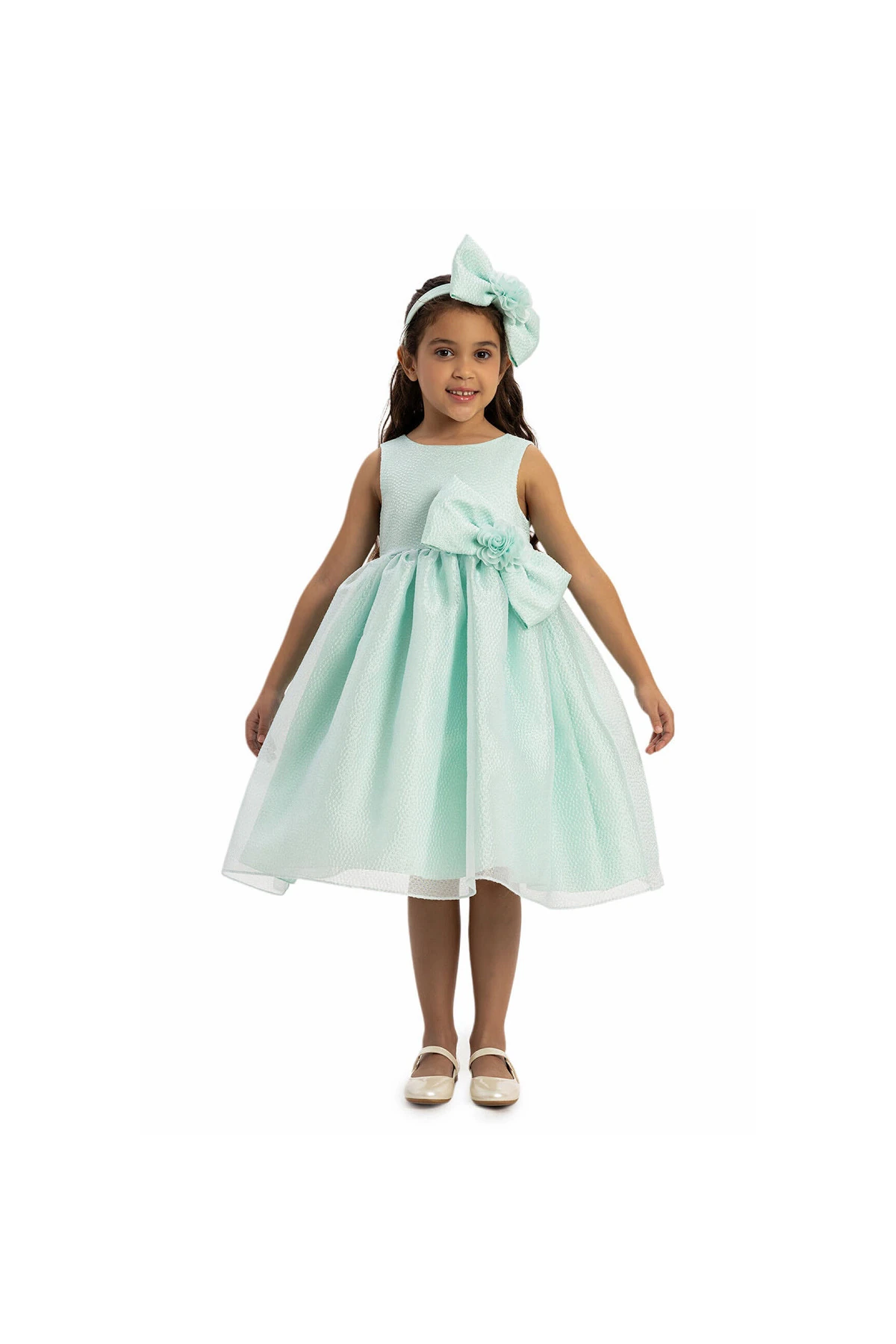 Rosy Elegance Elbise & Saç Aksesuarlı 2’li Takım