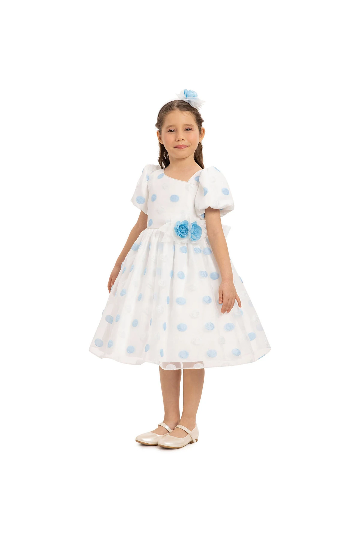 Polka Dot Elbise & Saç Aksesuarlı 2’li Takım