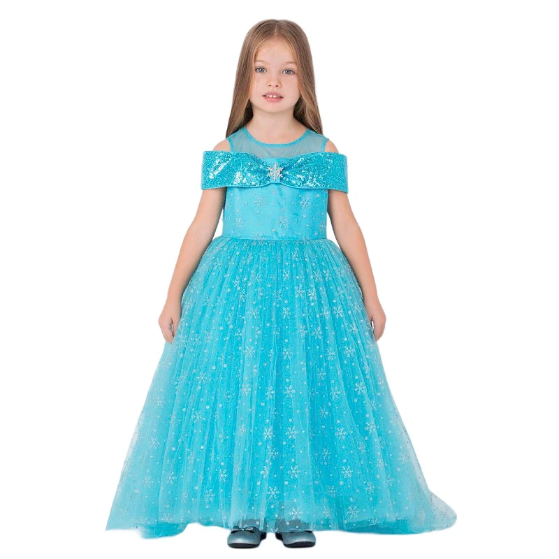 Blue Girls Snow Kingdom Princess Kostüm