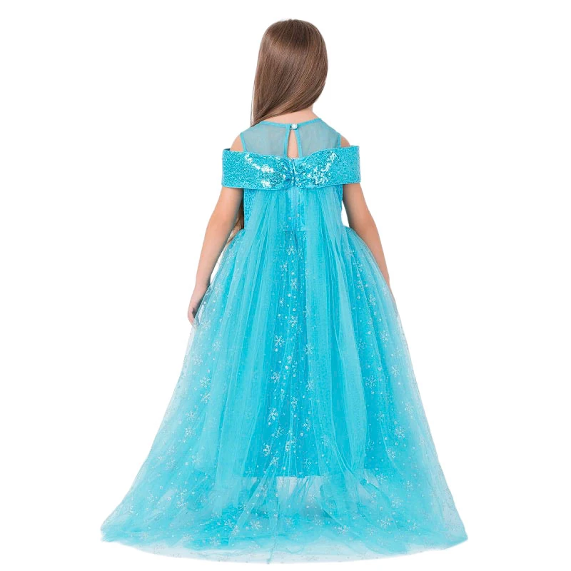 Blue Girls Snow Kingdom Princess Kostüm