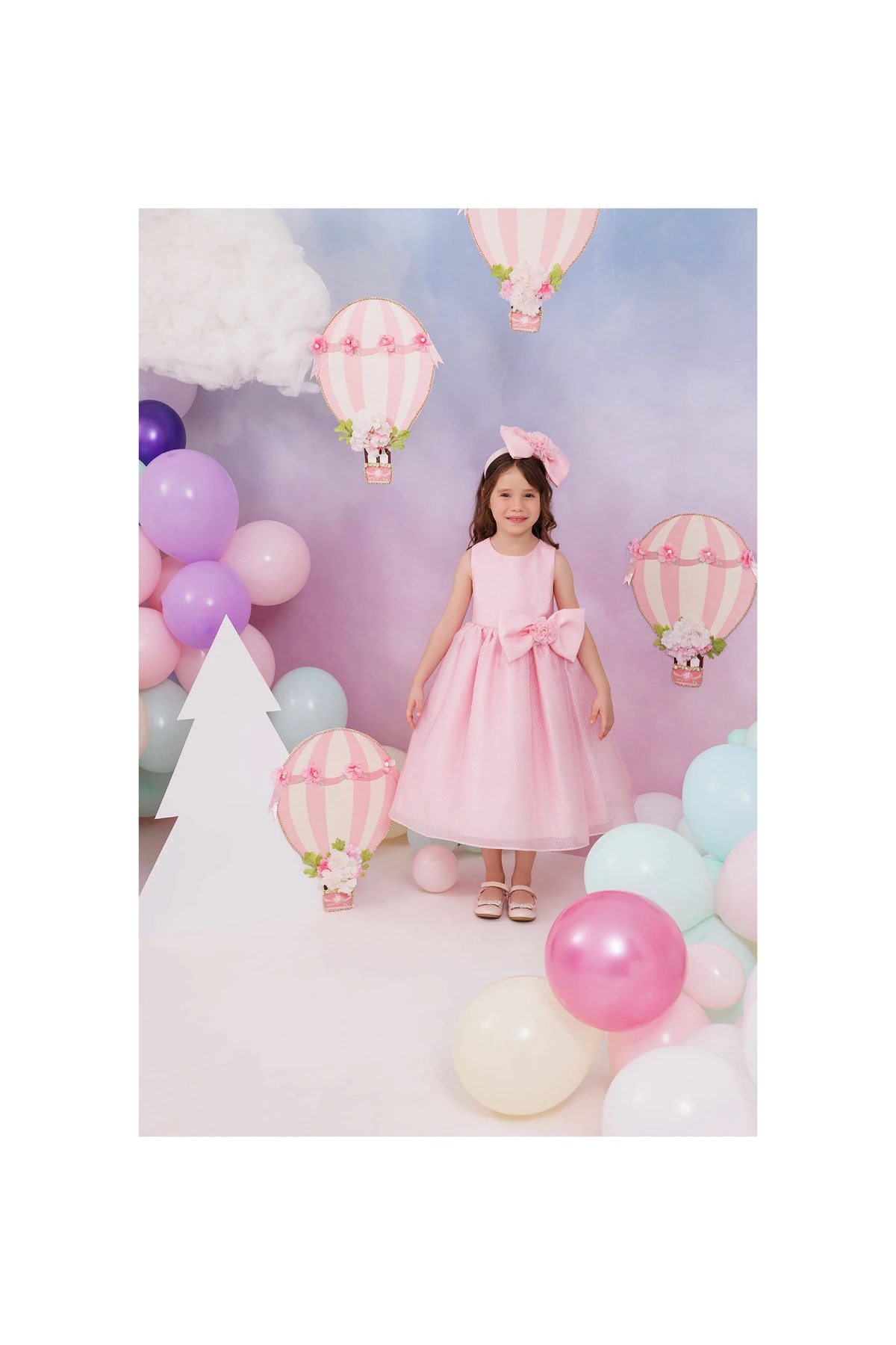 Rosy Elegance Elbise & Saç Aksesuarlı 2’li Takım